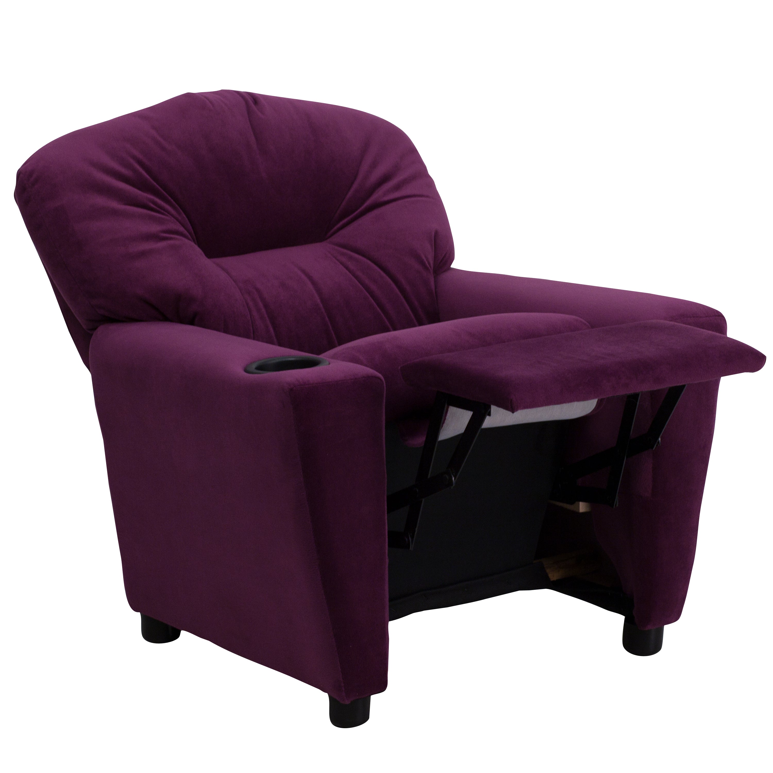 Chandler Contemporary Purple Microfiber Kids Recliner with Cup Holder