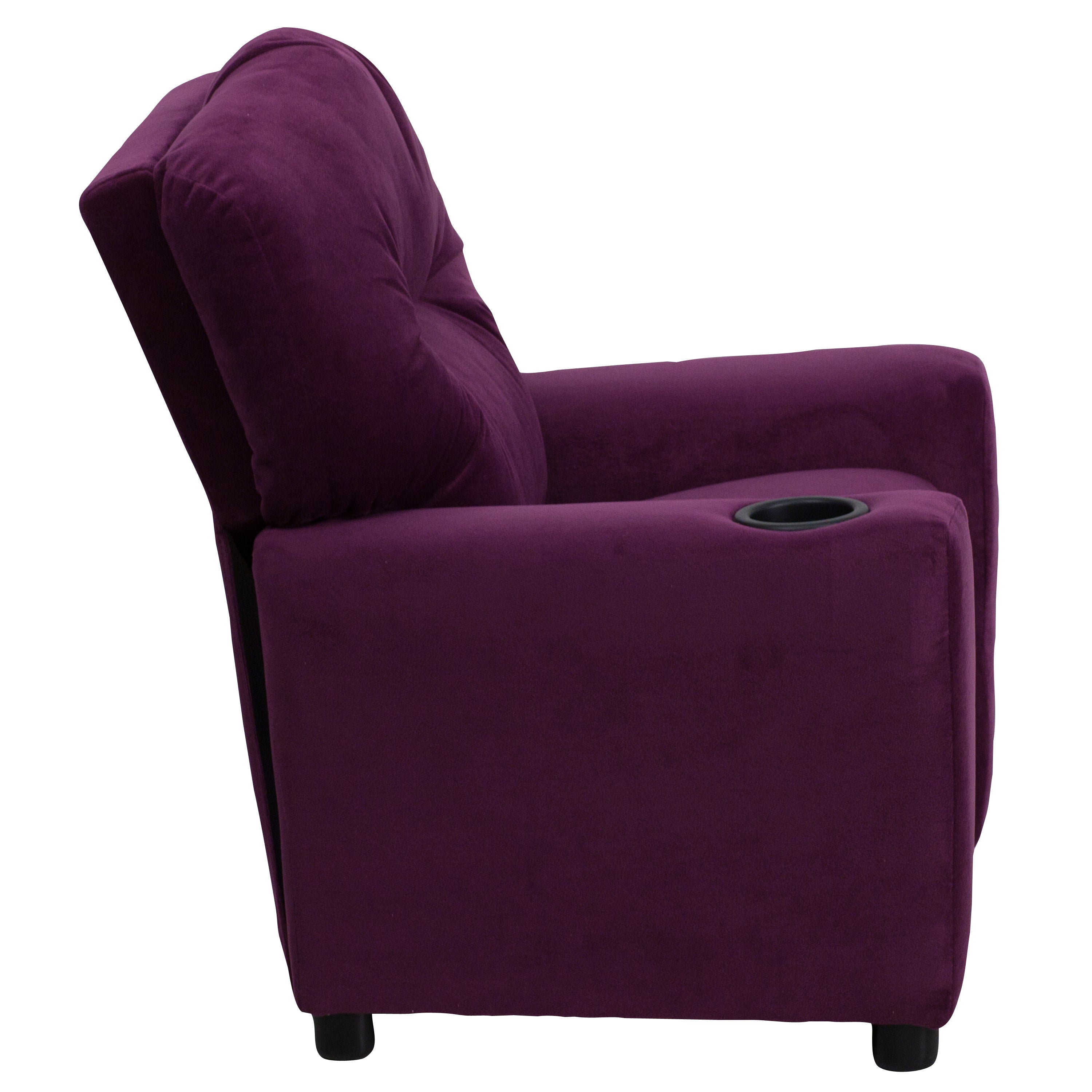 Chandler Contemporary Purple Microfiber Kids Recliner with Cup Holder