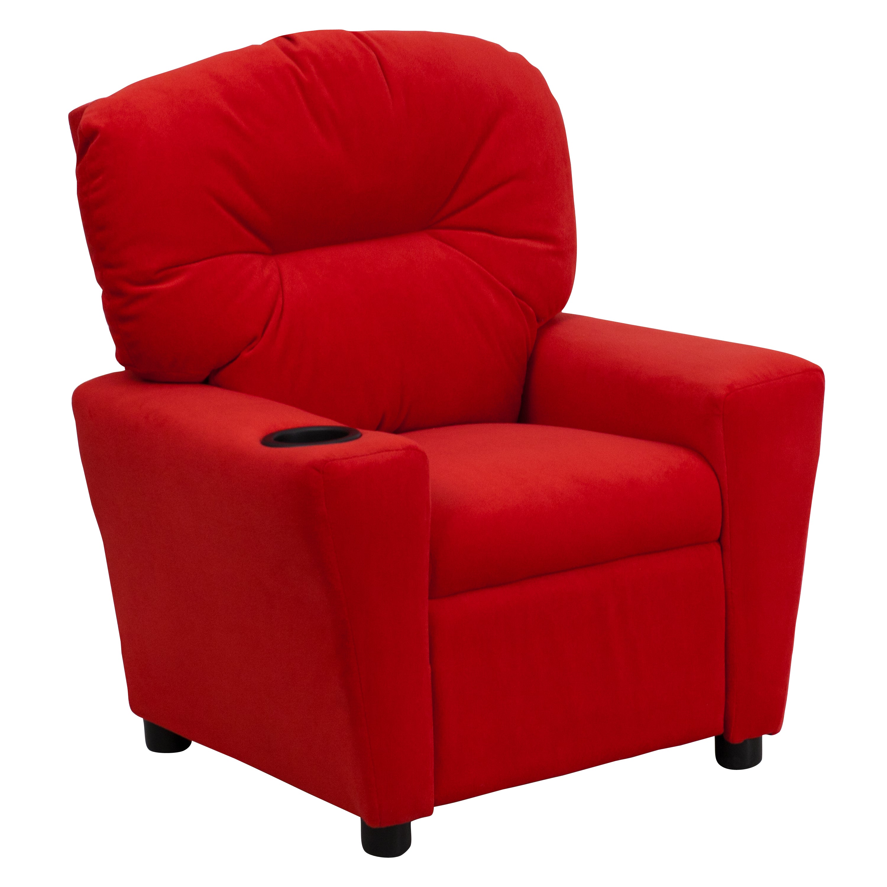 Chandler Contemporary Red Microfiber Kids Recliner with Cup Holder