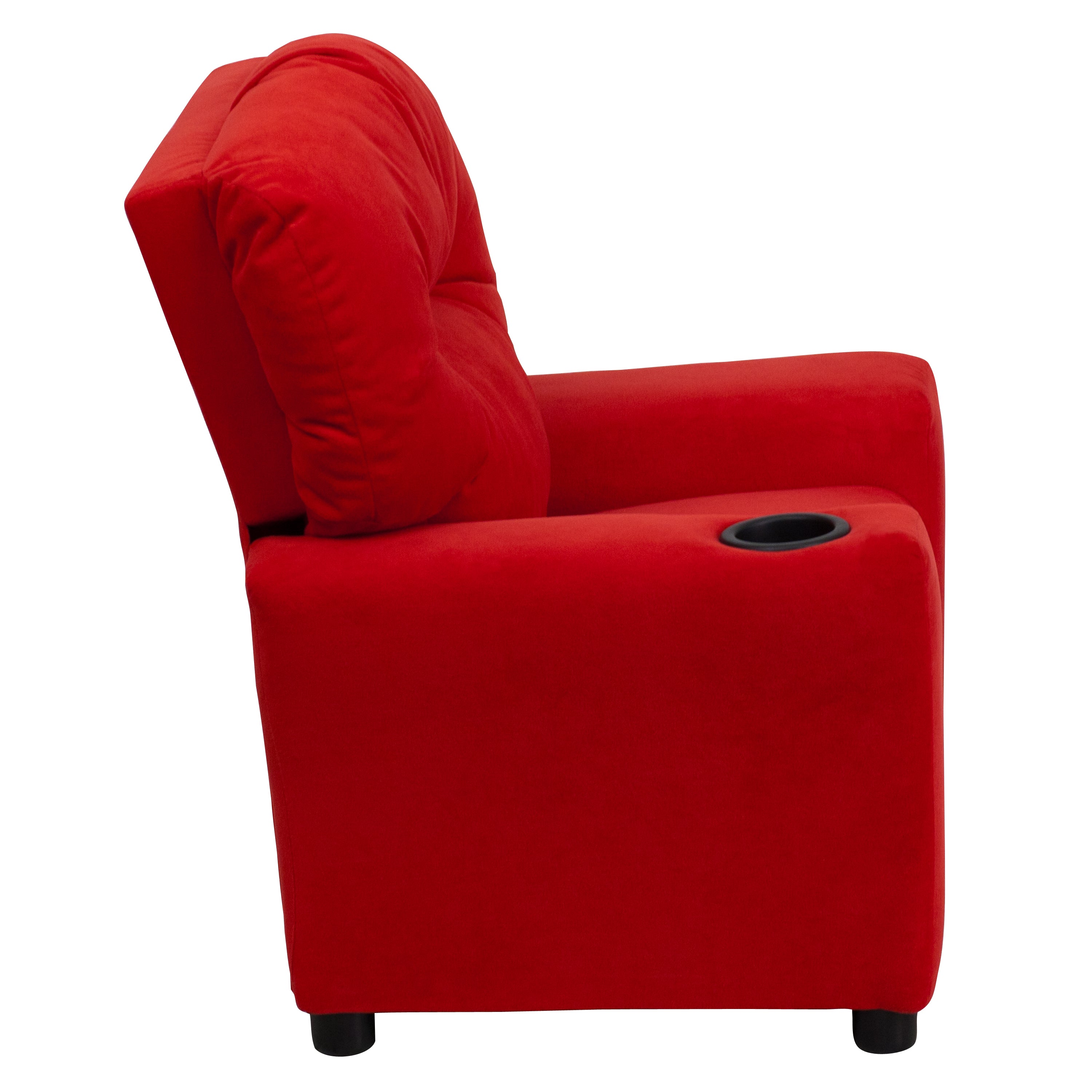 Chandler Contemporary Red Microfiber Kids Recliner with Cup Holder