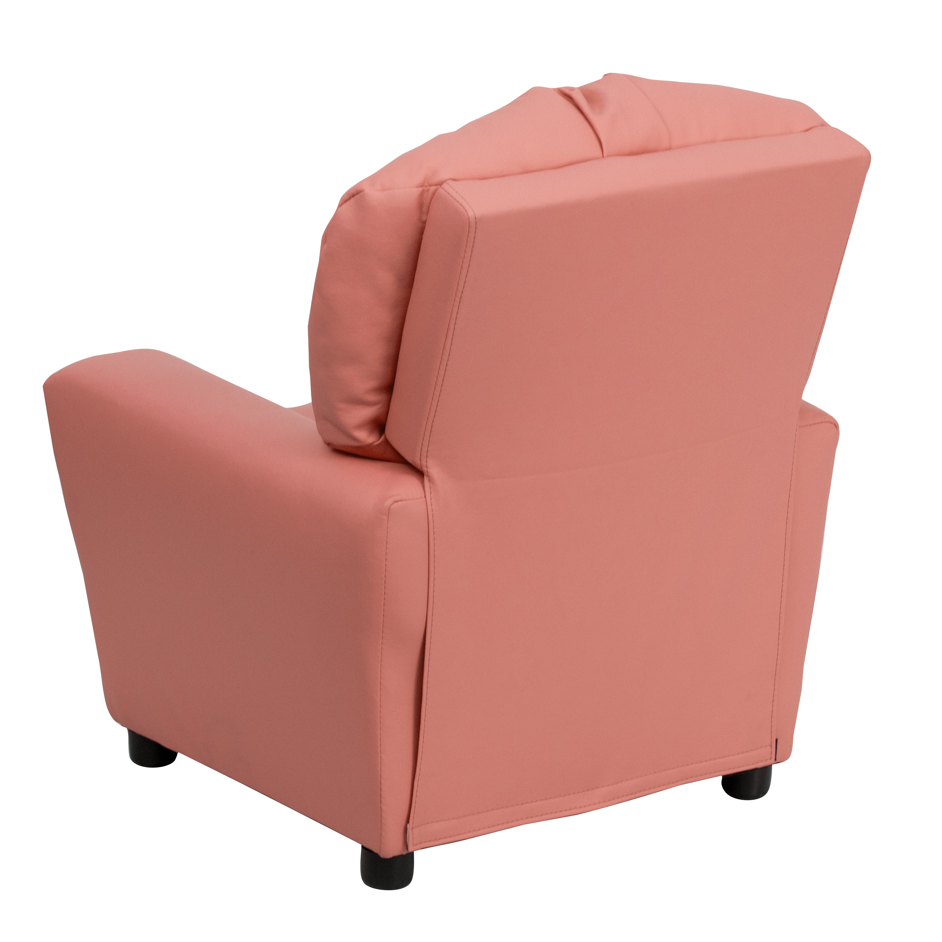 Chandler Contemporary Pink Vinyl Kids Recliner with Cup Holder