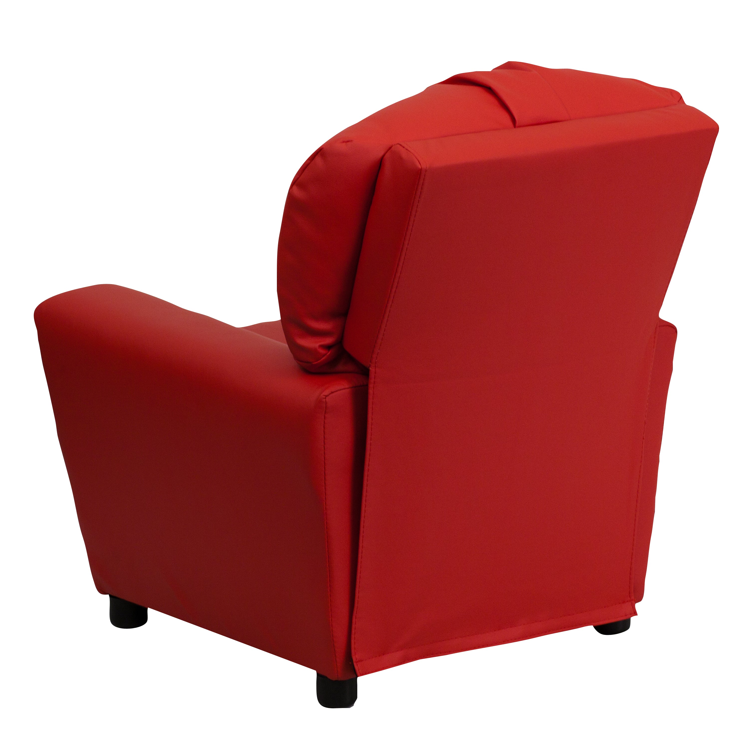 Chandler Contemporary Red Vinyl Kids Recliner with Cup Holder