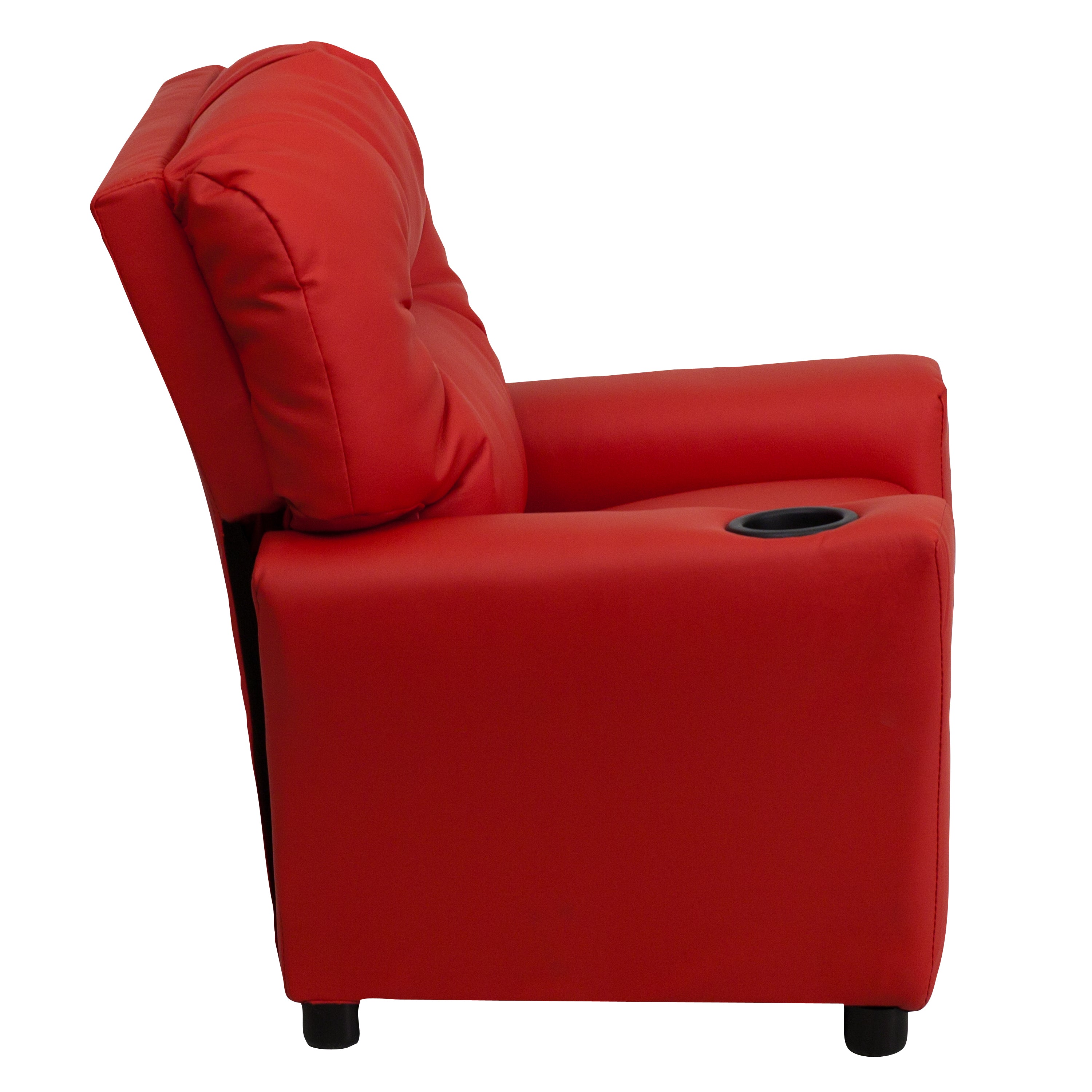 Chandler Contemporary Red Vinyl Kids Recliner with Cup Holder