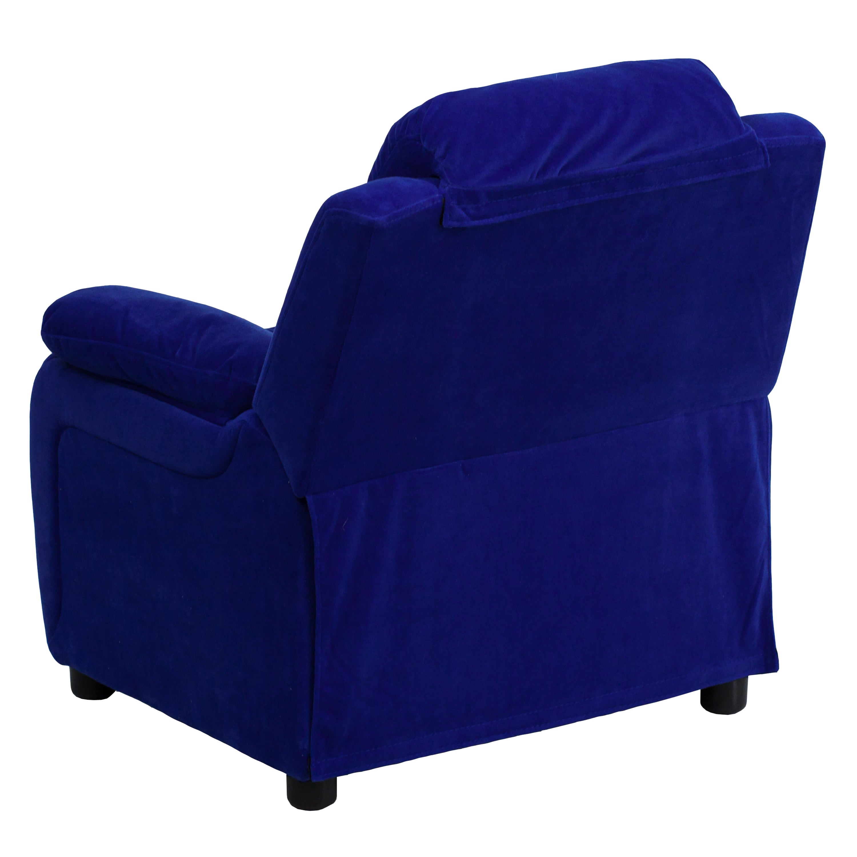 Charlie Deluxe Padded Contemporary Blue Microfiber Kids Recliner with Storage Arms