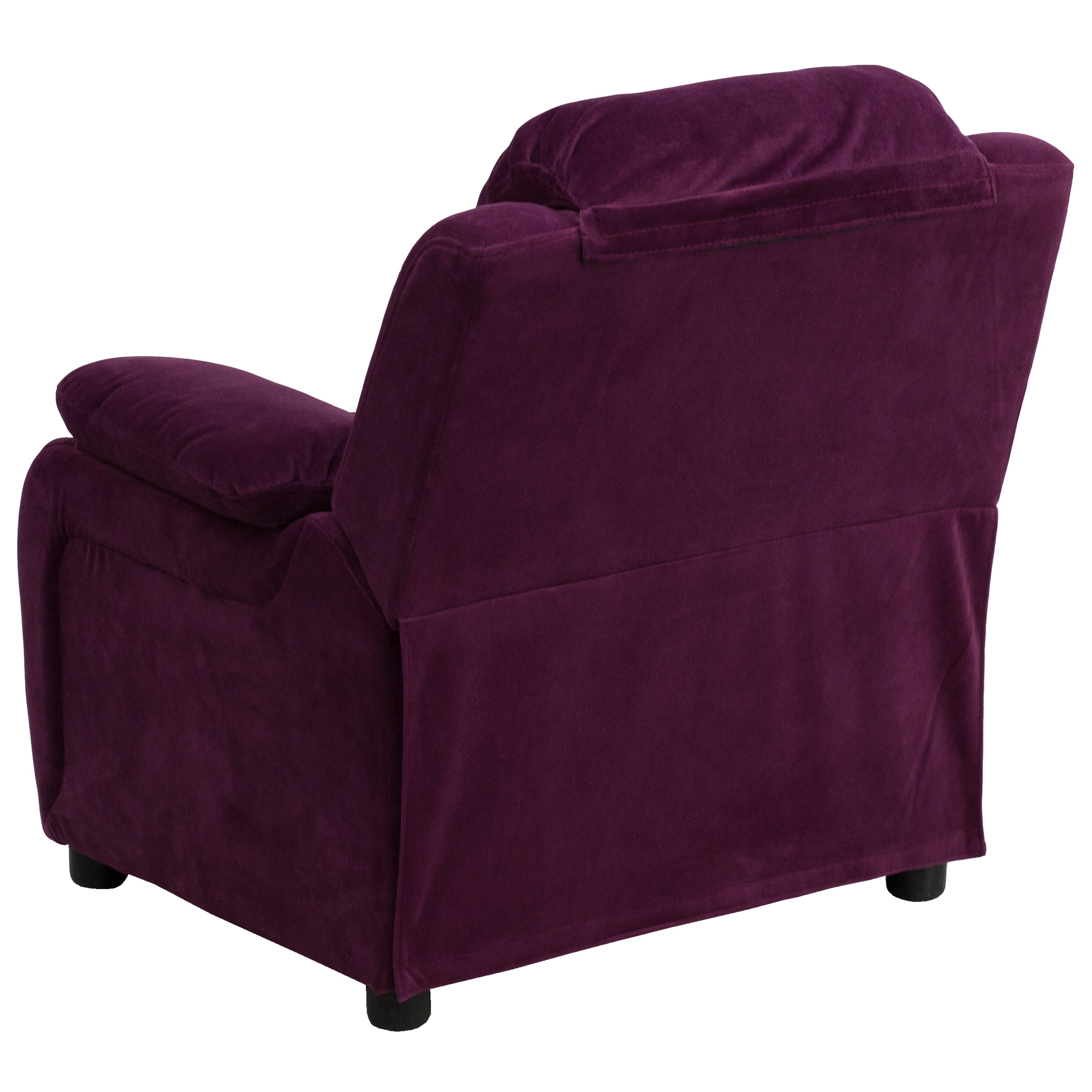 Charlie Deluxe Padded Contemporary Purple Microfiber Kids Recliner with Storage Arms