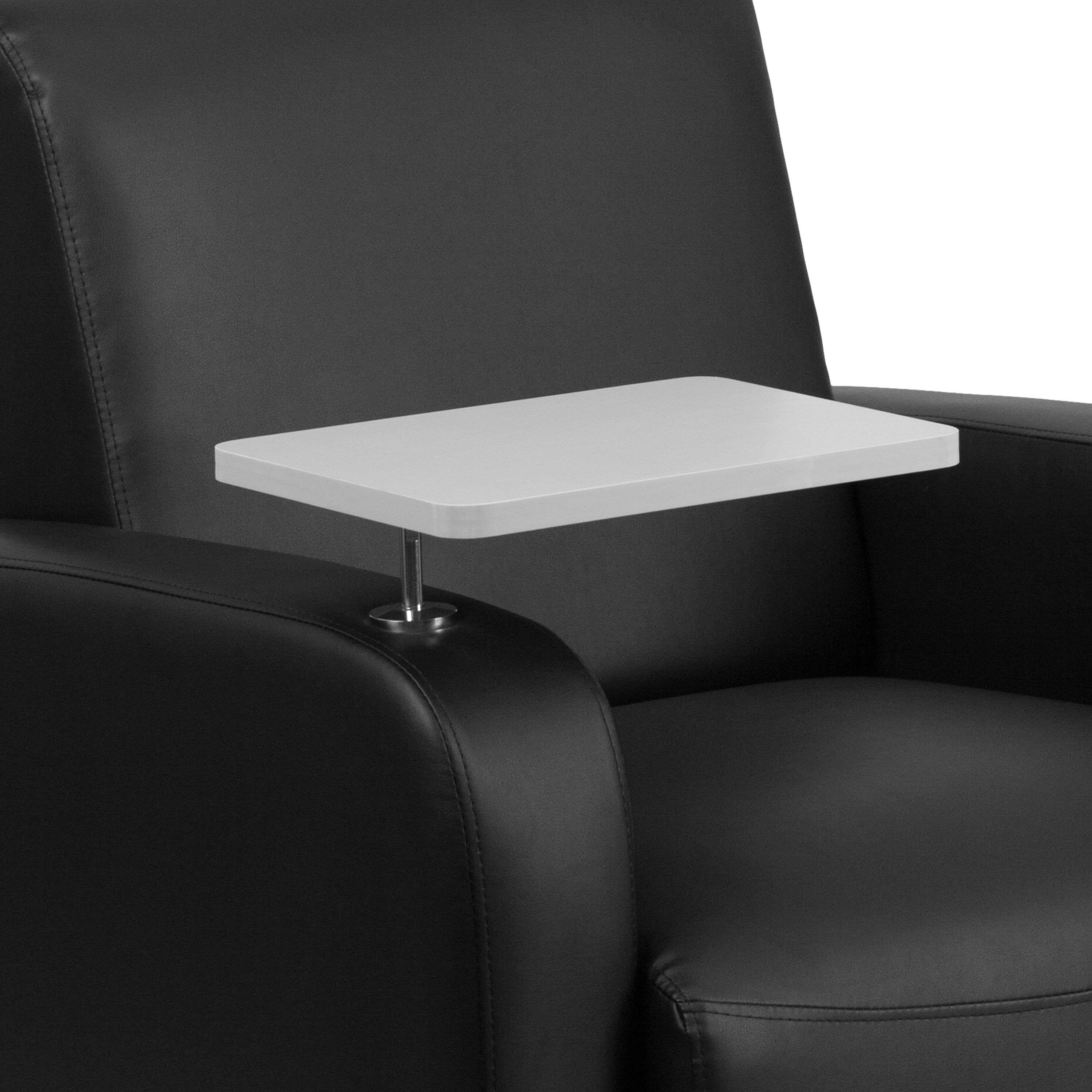 George Black LeatherSoft Guest Chair with Tablet Arm, Chrome Legs and Cup Holder