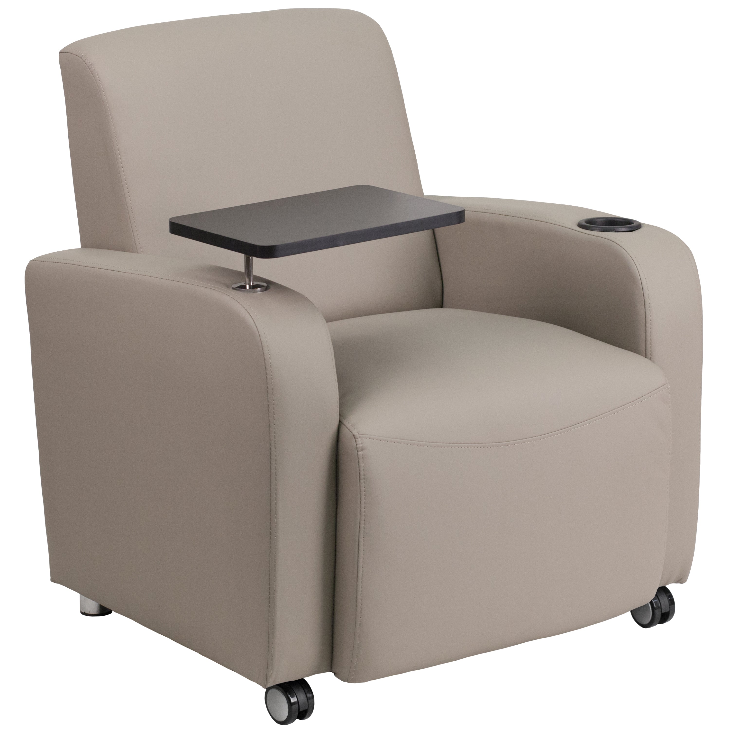 George Gray LeatherSoft Guest Chair with Tablet Arm, Front Wheel Casters and Cup Holder