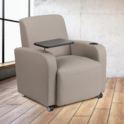 George Gray LeatherSoft Guest Chair with Tablet Arm, Front Wheel Casters and Cup Holder