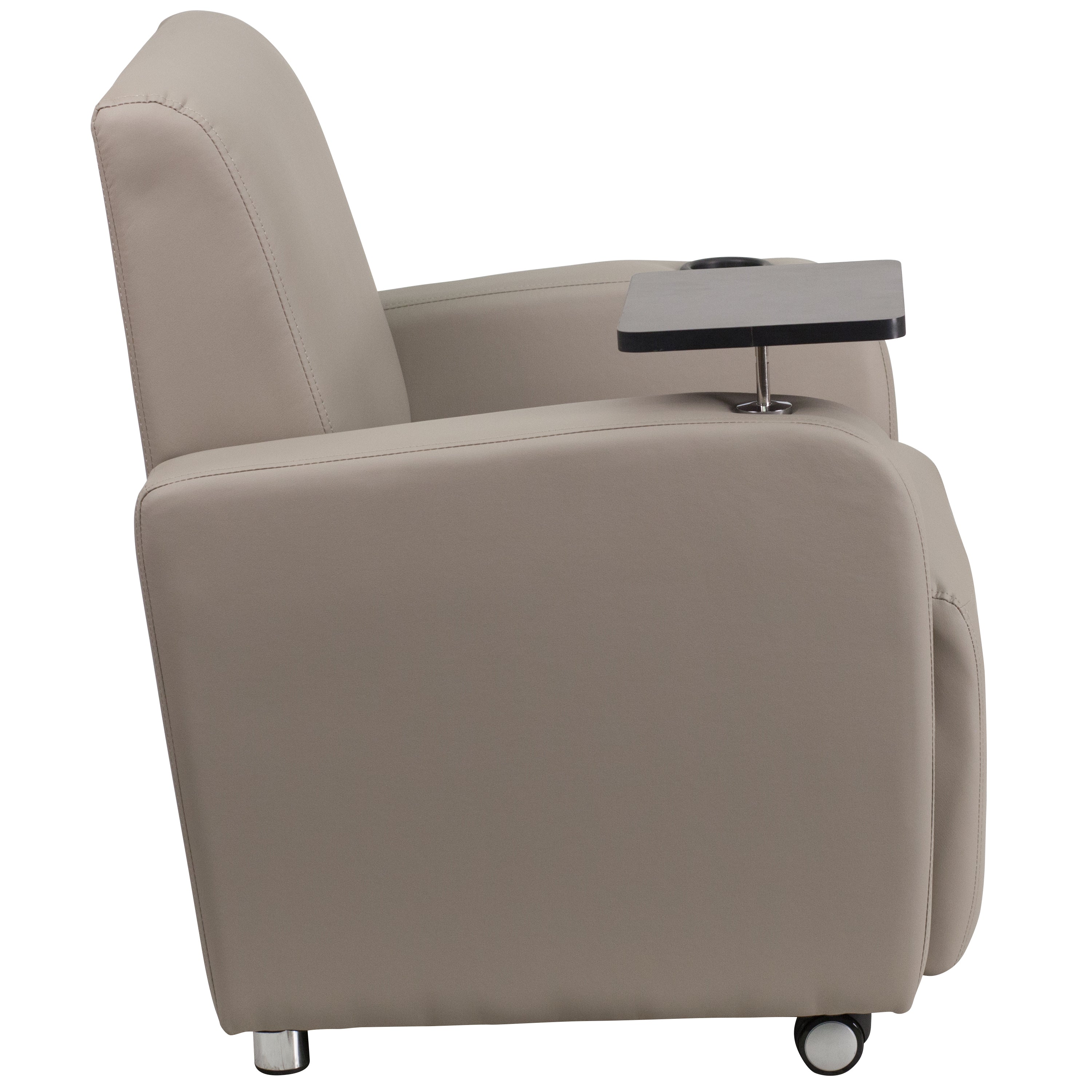 George Gray LeatherSoft Guest Chair with Tablet Arm, Front Wheel Casters and Cup Holder