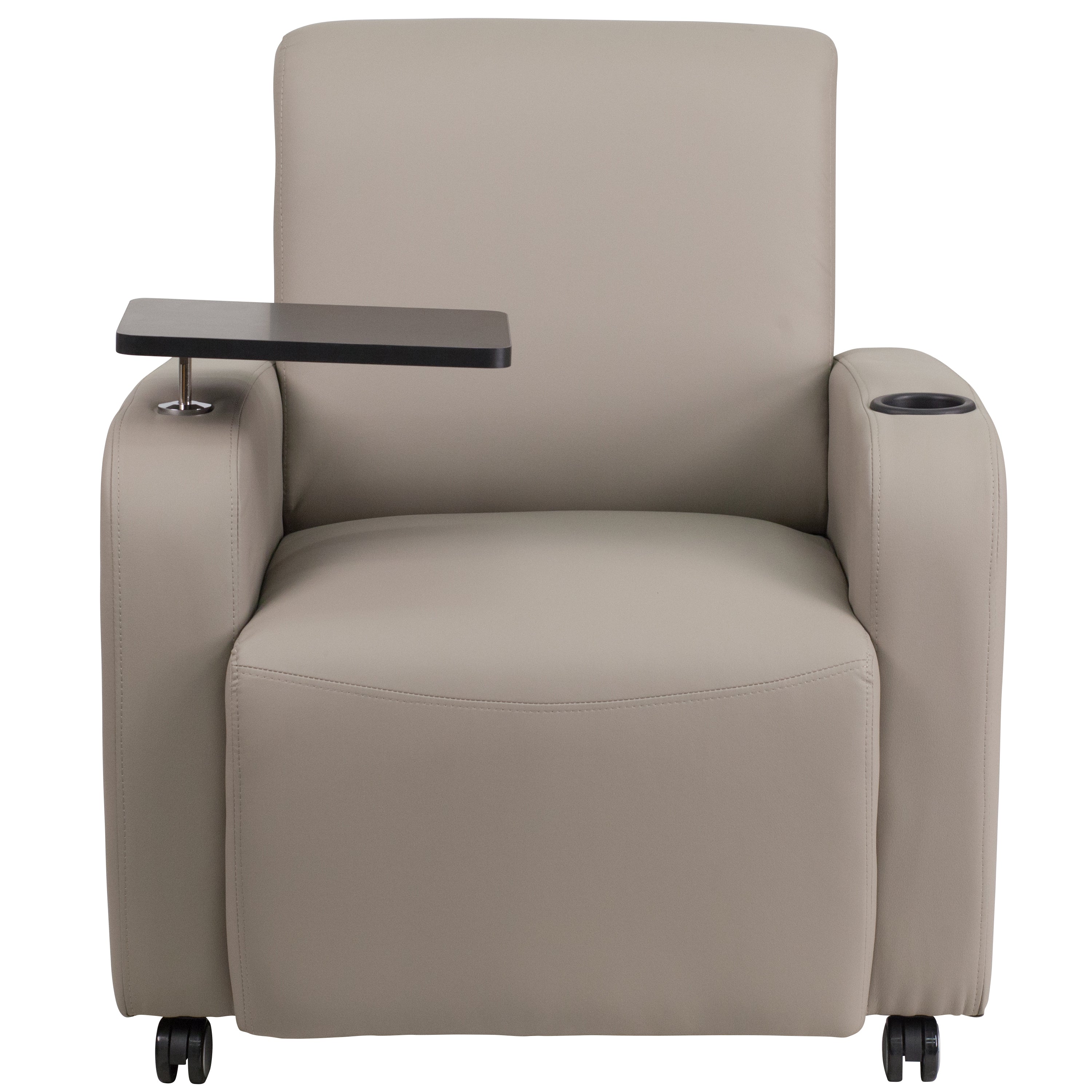 George Gray LeatherSoft Guest Chair with Tablet Arm, Front Wheel Casters and Cup Holder