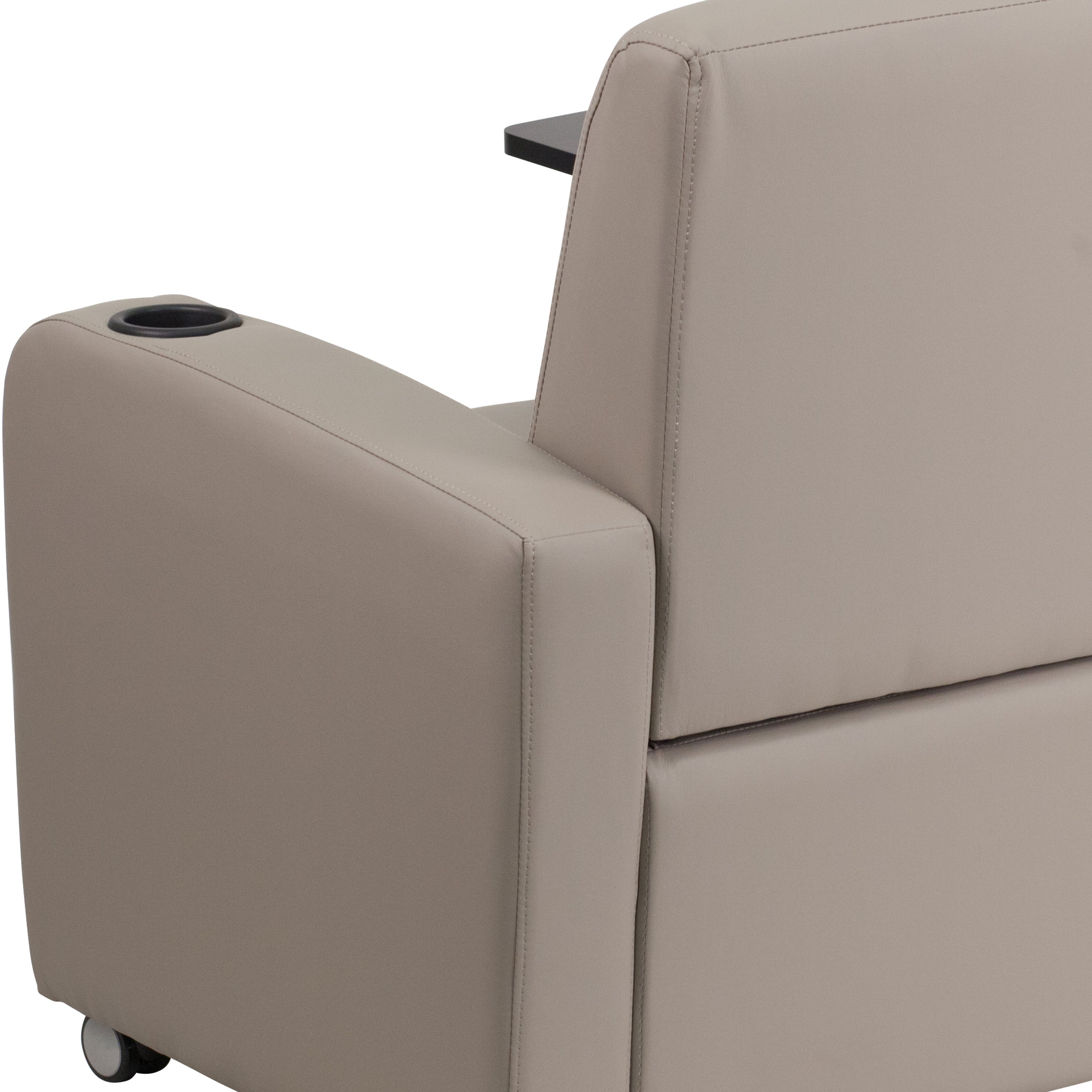 George Gray LeatherSoft Guest Chair with Tablet Arm, Front Wheel Casters and Cup Holder