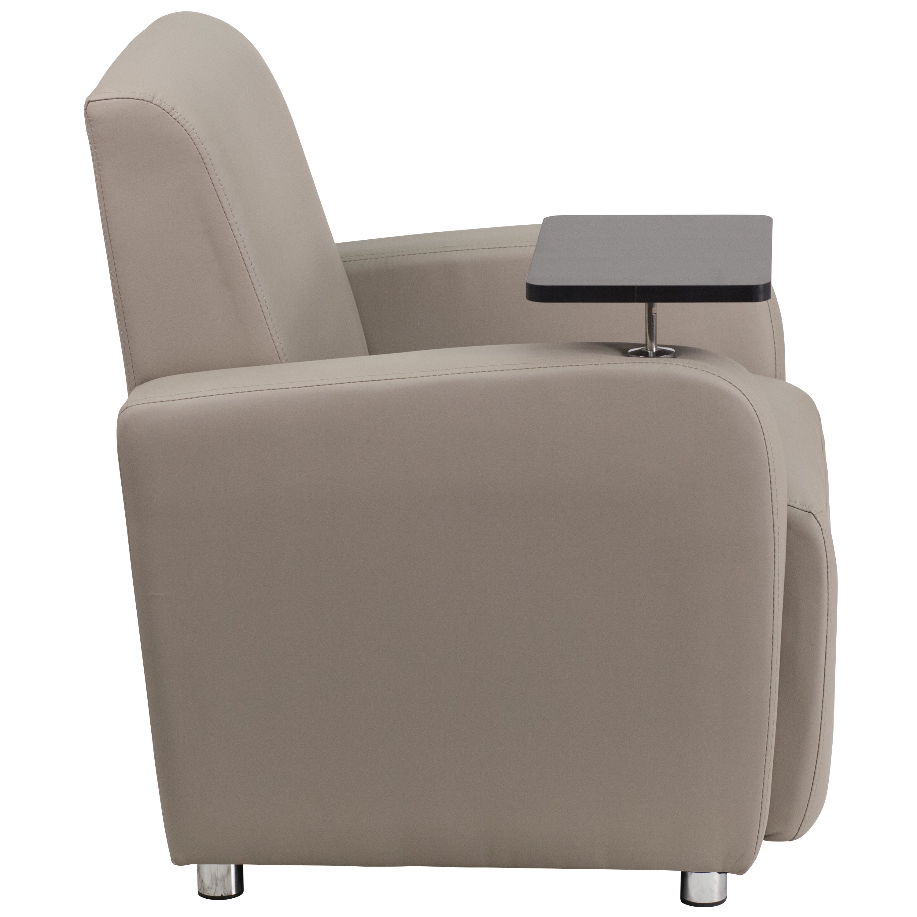 George Gray LeatherSoft Guest Chair with Tablet Arm, Chrome Legs and Cup Holder