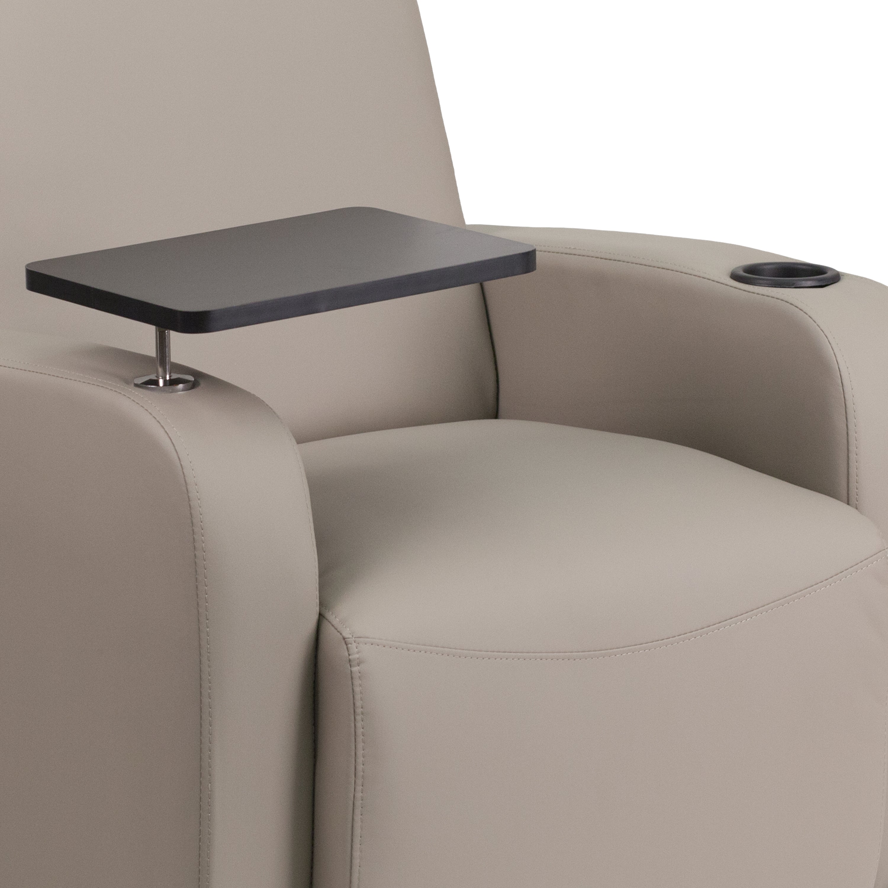 George Gray LeatherSoft Guest Chair with Tablet Arm, Chrome Legs and Cup Holder