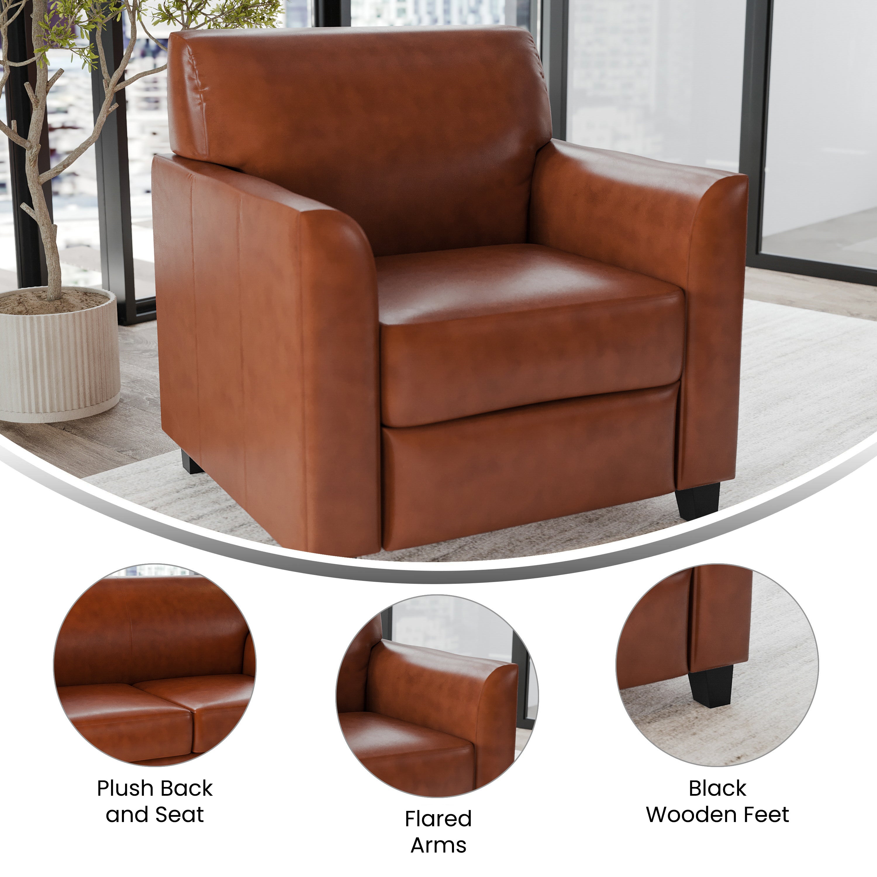 HERCULES Diplomat Series Cognac LeatherSoft Chair