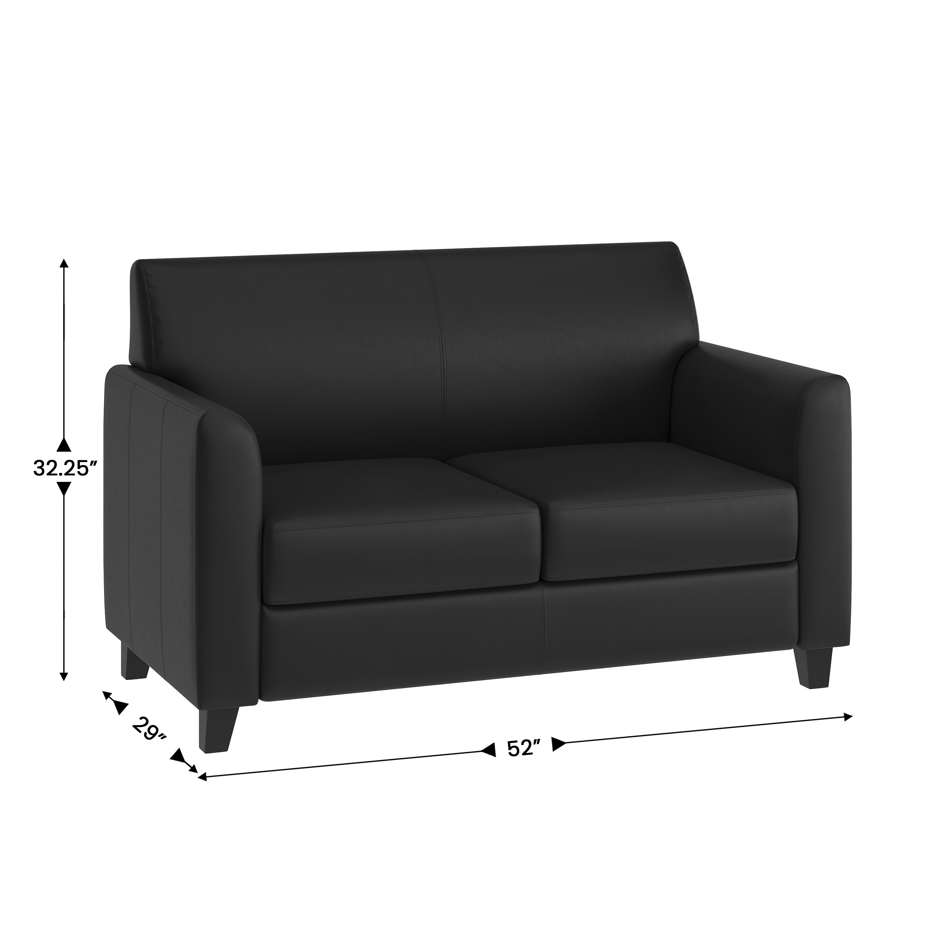 HERCULES Diplomat Series Black LeatherSoft Loveseat