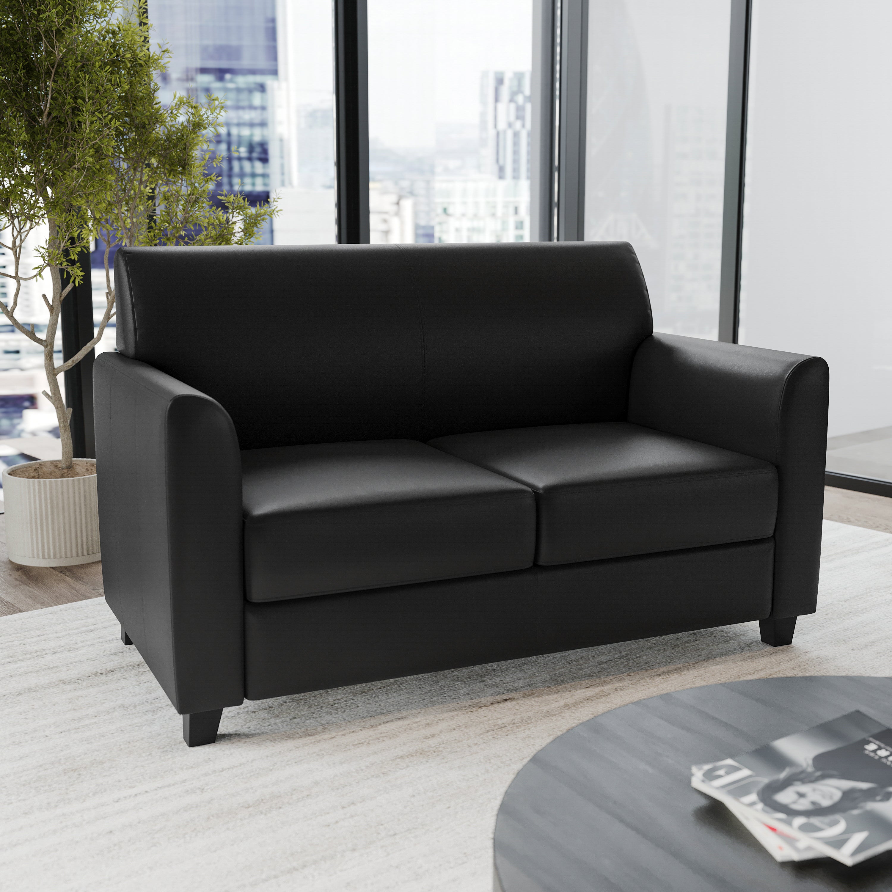 HERCULES Diplomat Series Black LeatherSoft Loveseat