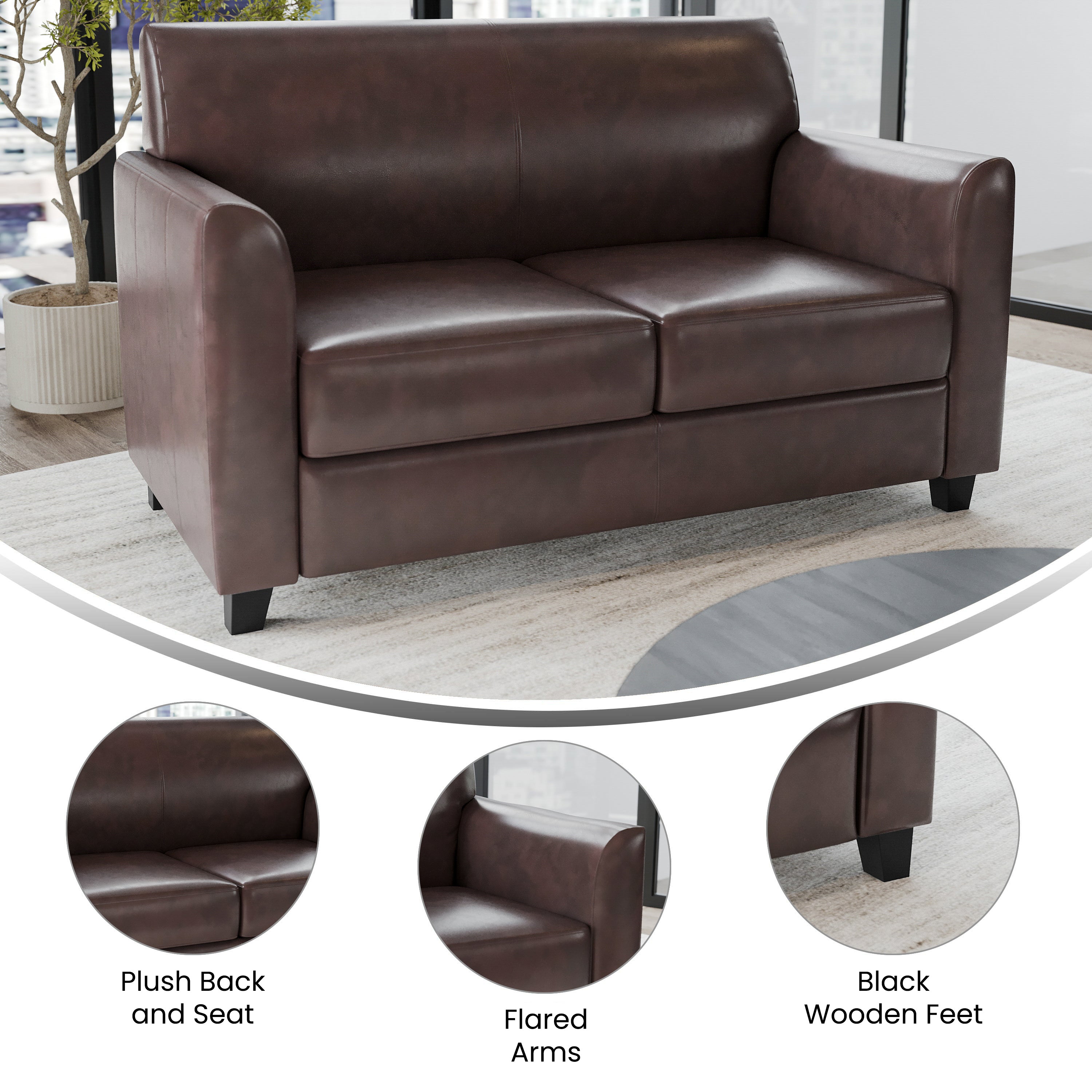 HERCULES Diplomat Series Brown LeatherSoft Loveseat