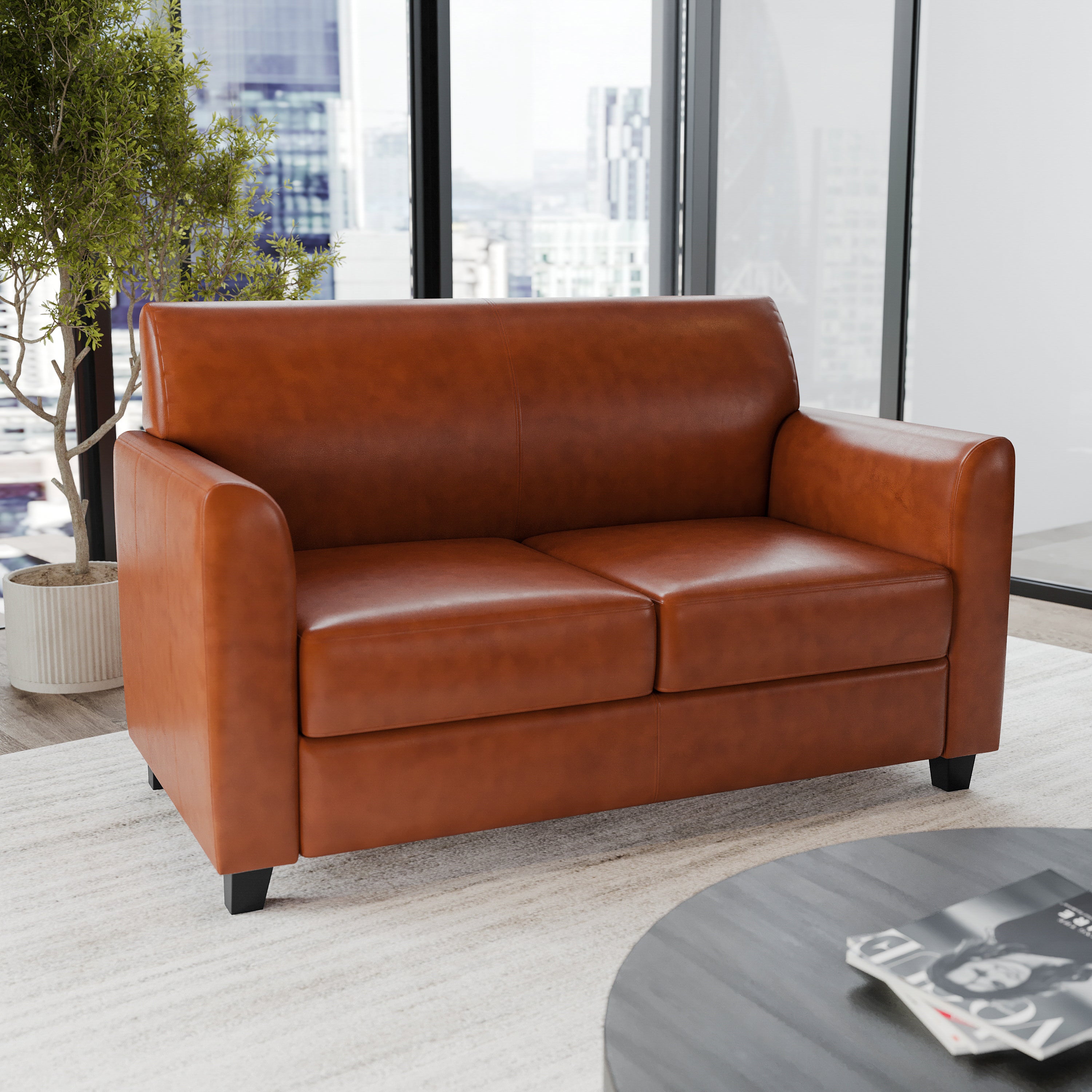 HERCULES Diplomat Series Cognac LeatherSoft Loveseat