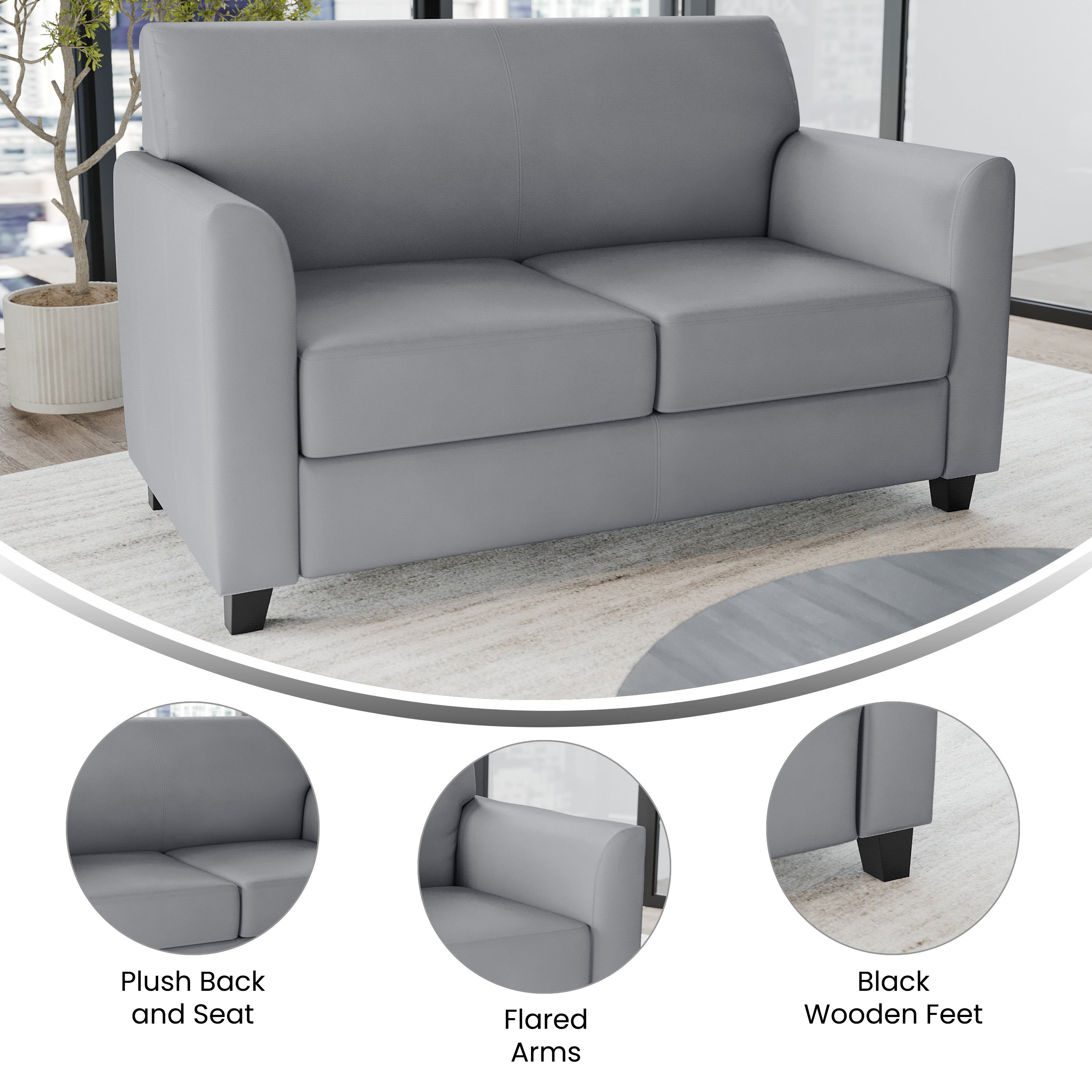 HERCULES Diplomat Series Gray LeatherSoft Loveseat