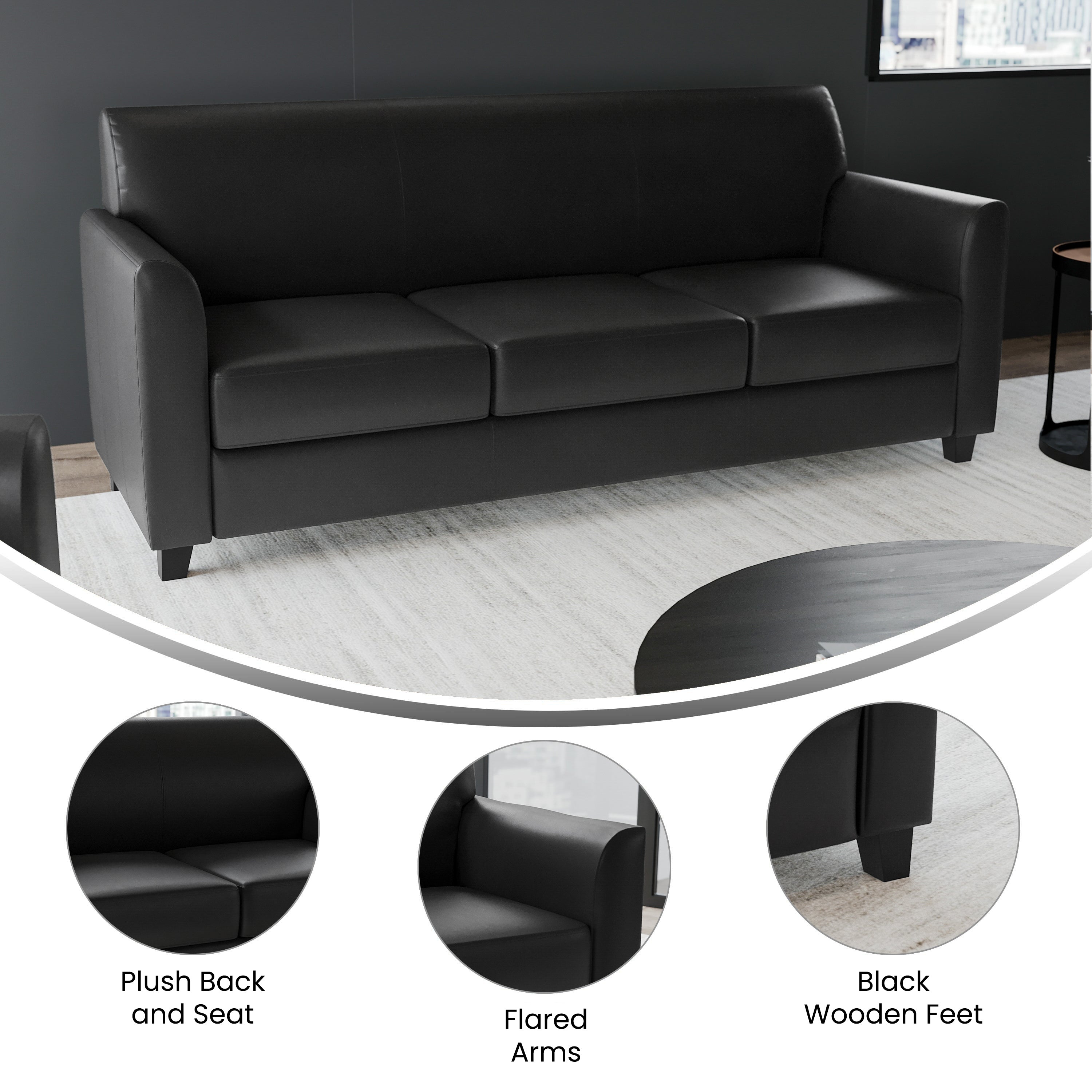 HERCULES Diplomat Series Black LeatherSoft Sofa