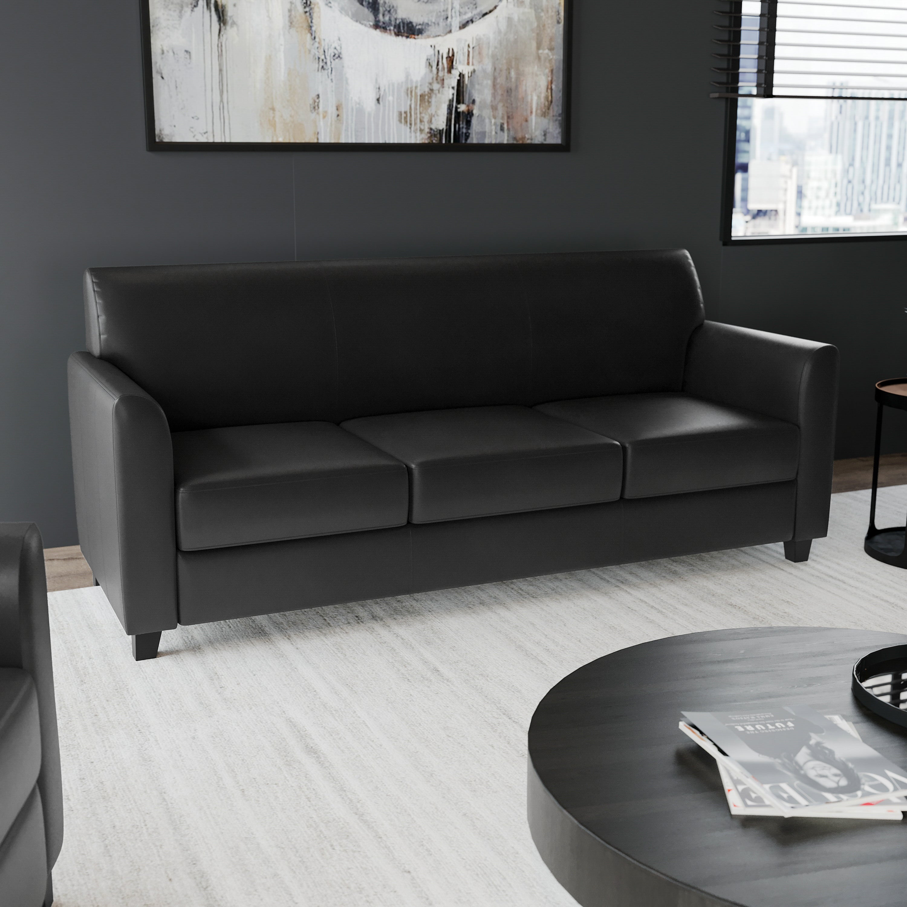 HERCULES Diplomat Series Black LeatherSoft Sofa