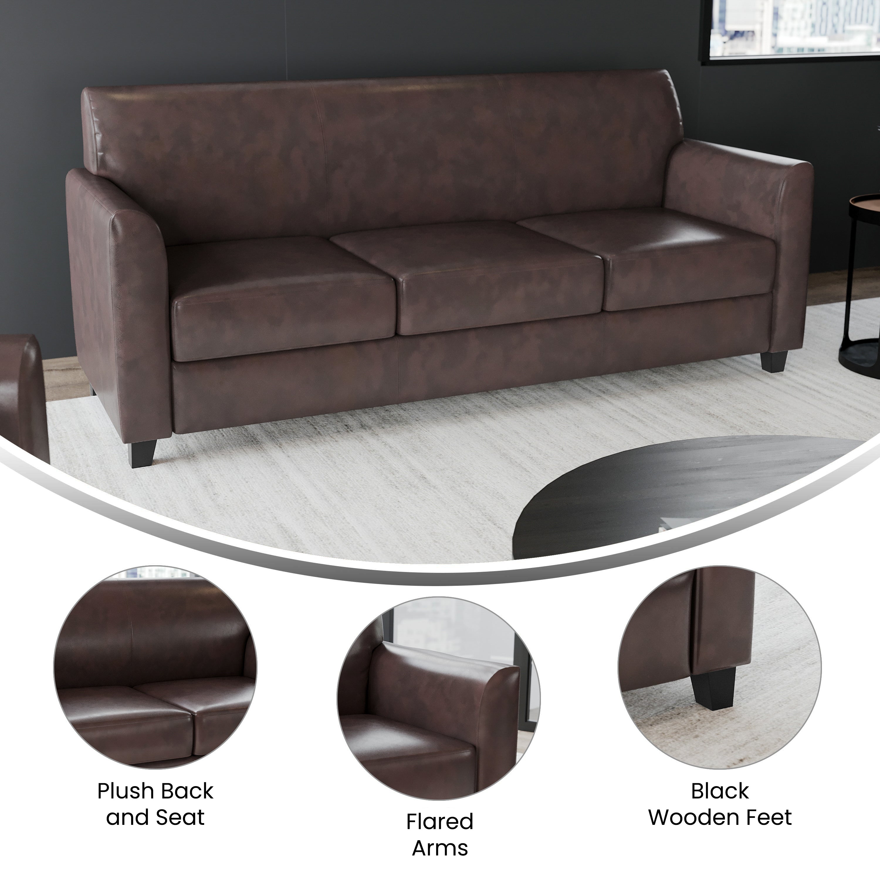 HERCULES Diplomat Series Brown LeatherSoft Sofa
