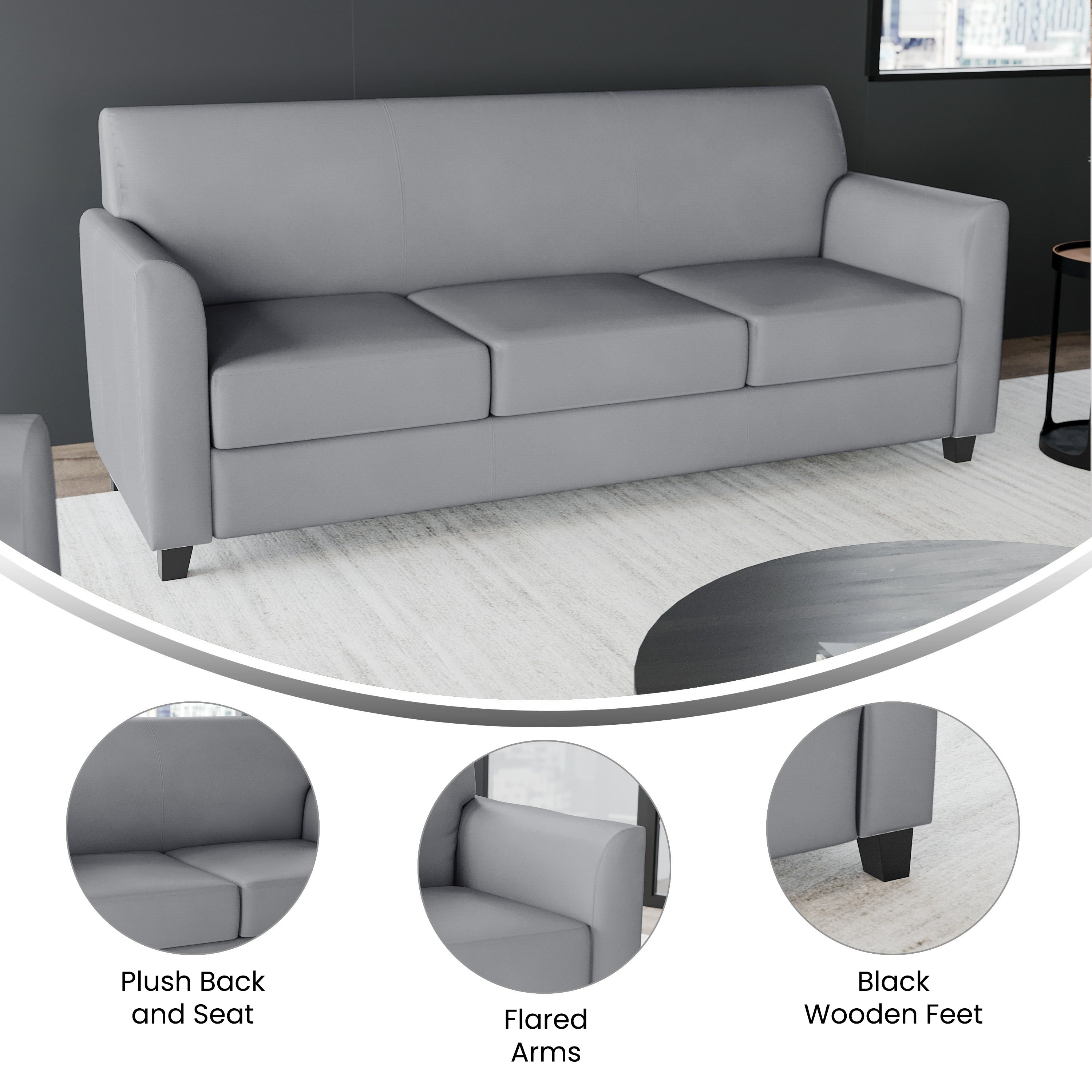 HERCULES Diplomat Series Gray LeatherSoft Sofa