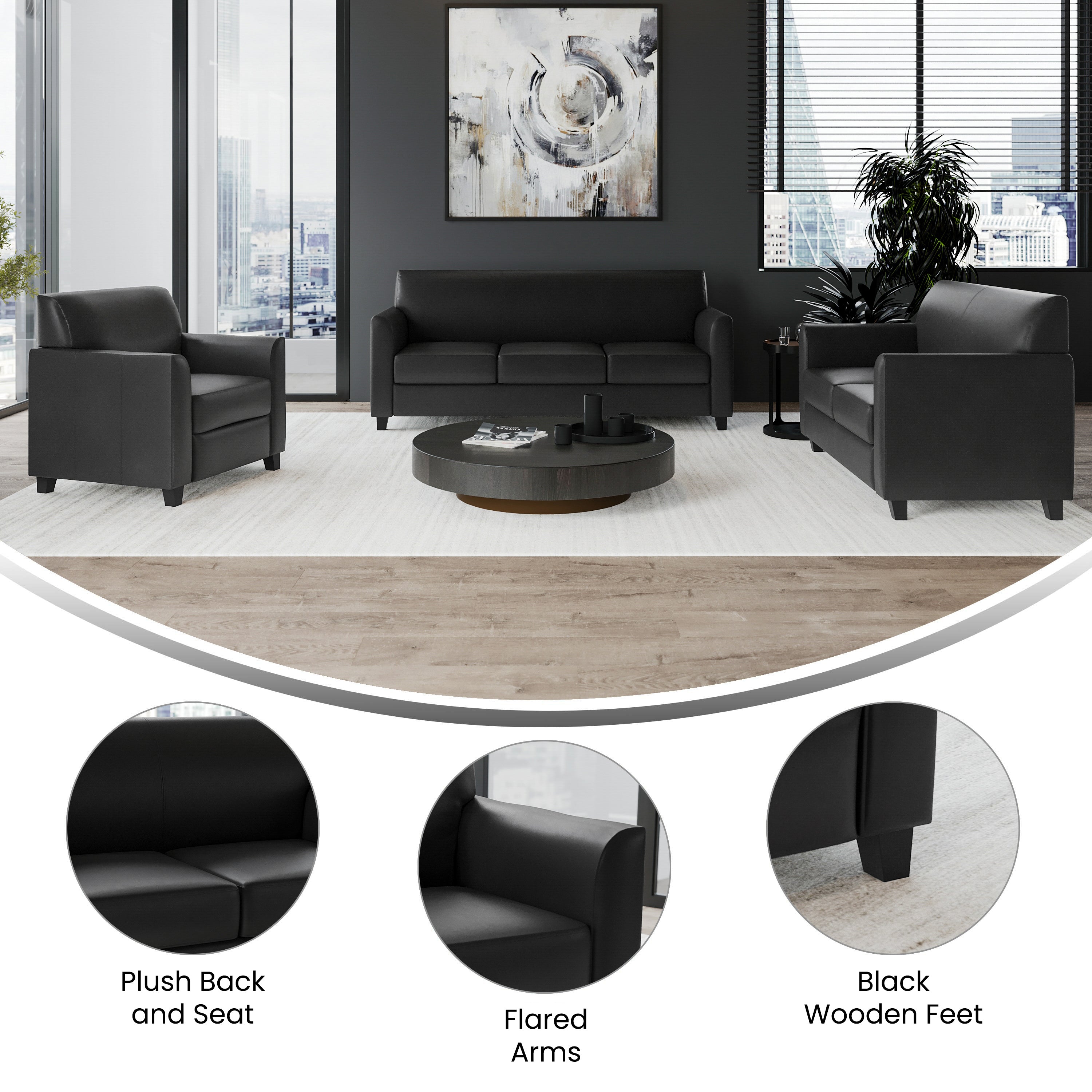 HERCULES Diplomat Series Reception Set in Black LeatherSoft