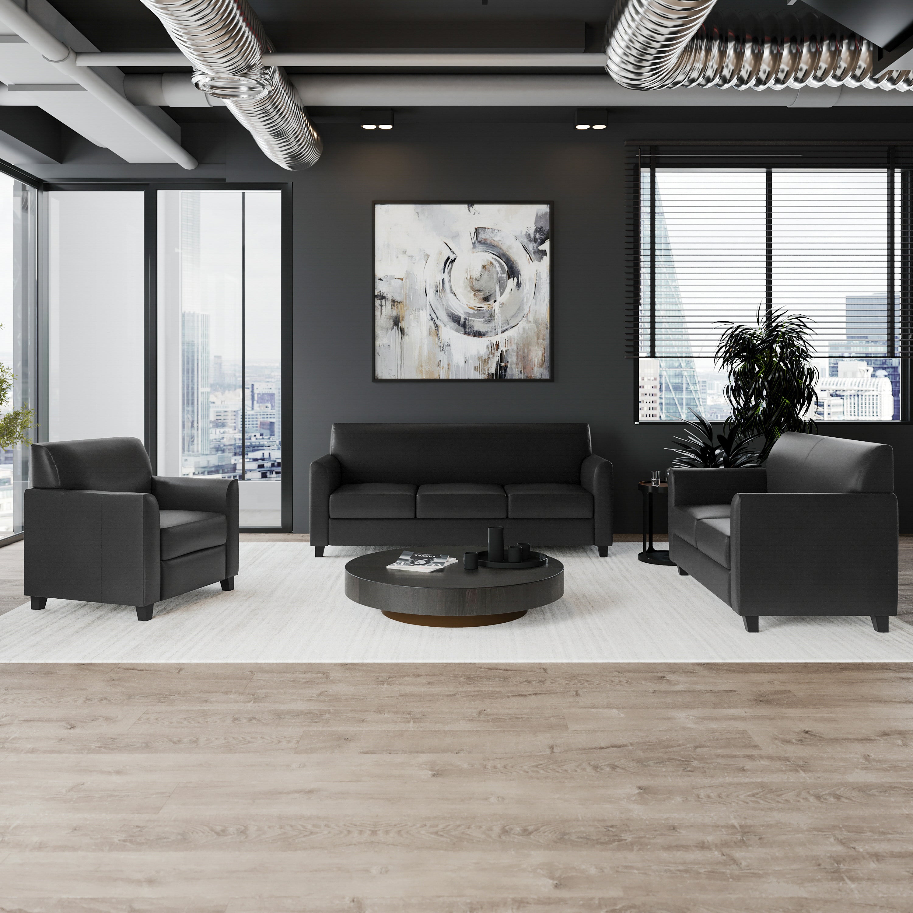 HERCULES Diplomat Series Reception Set in Black LeatherSoft
