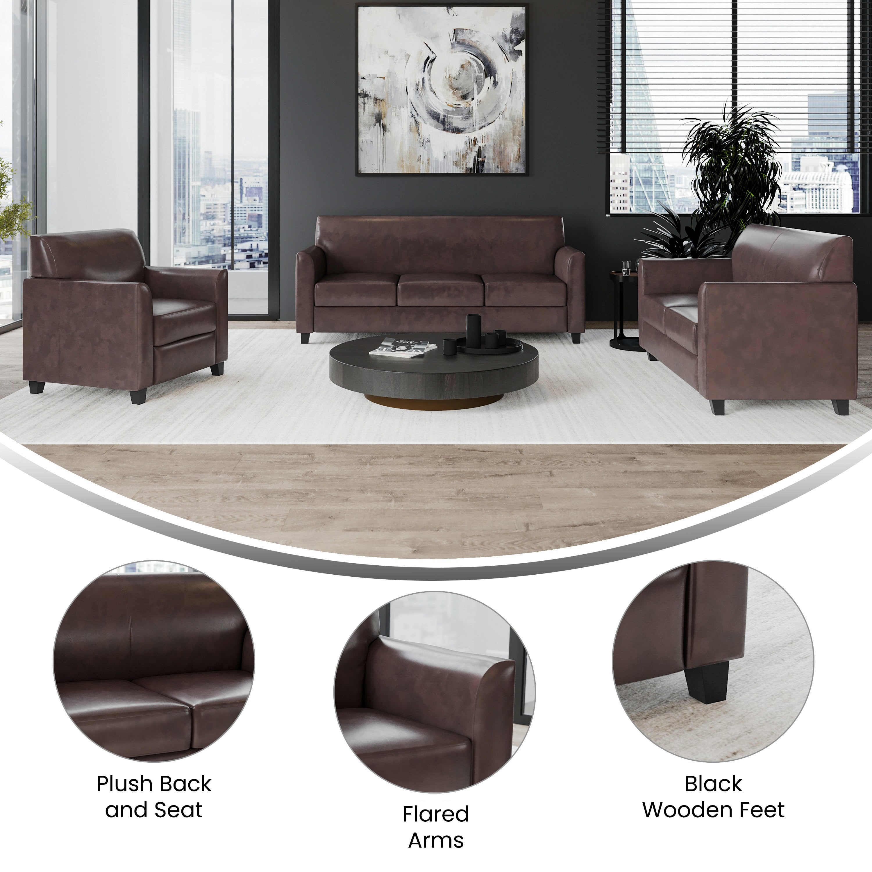 HERCULES Diplomat Series Reception Set in Brown LeatherSoft