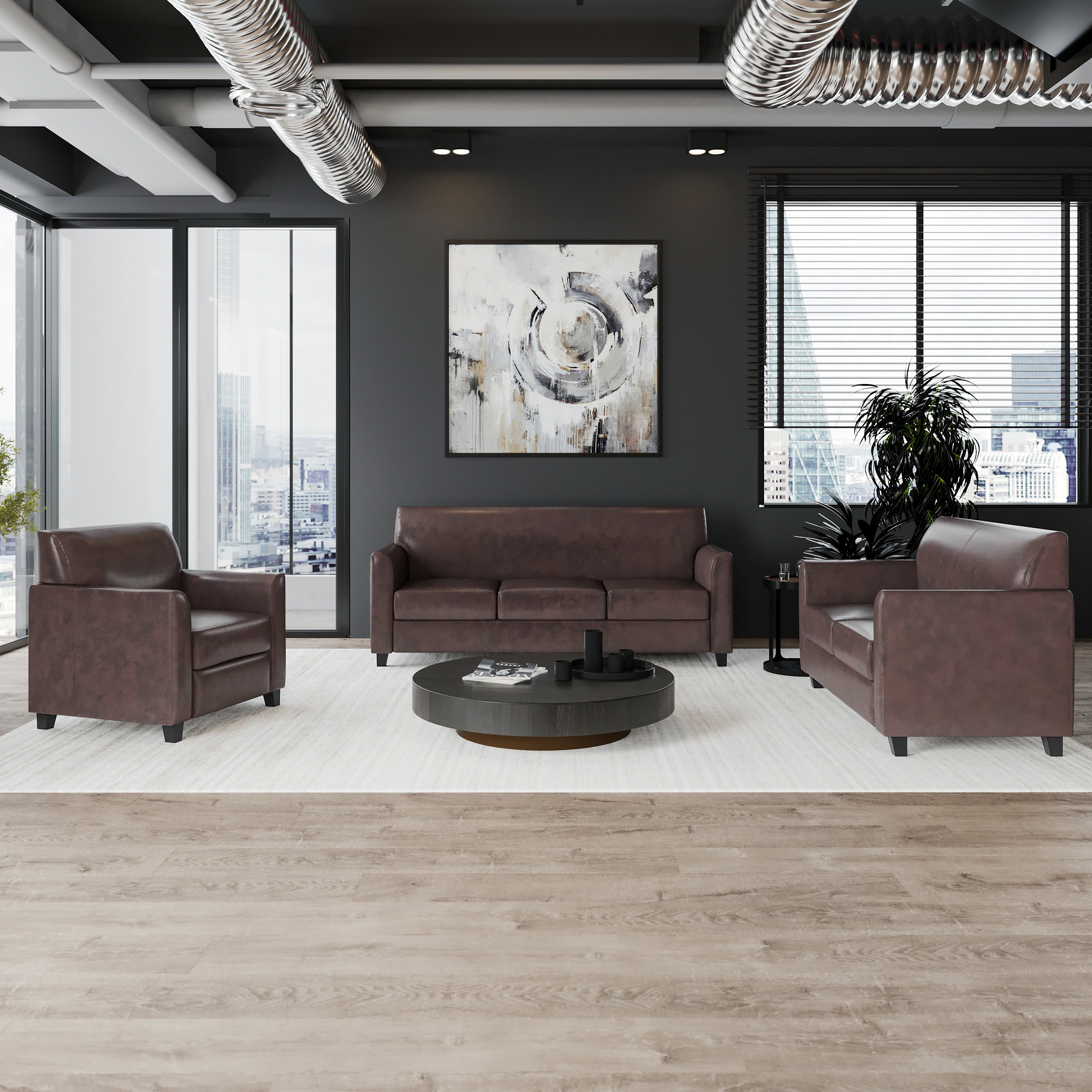 HERCULES Diplomat Series Reception Set in Brown LeatherSoft