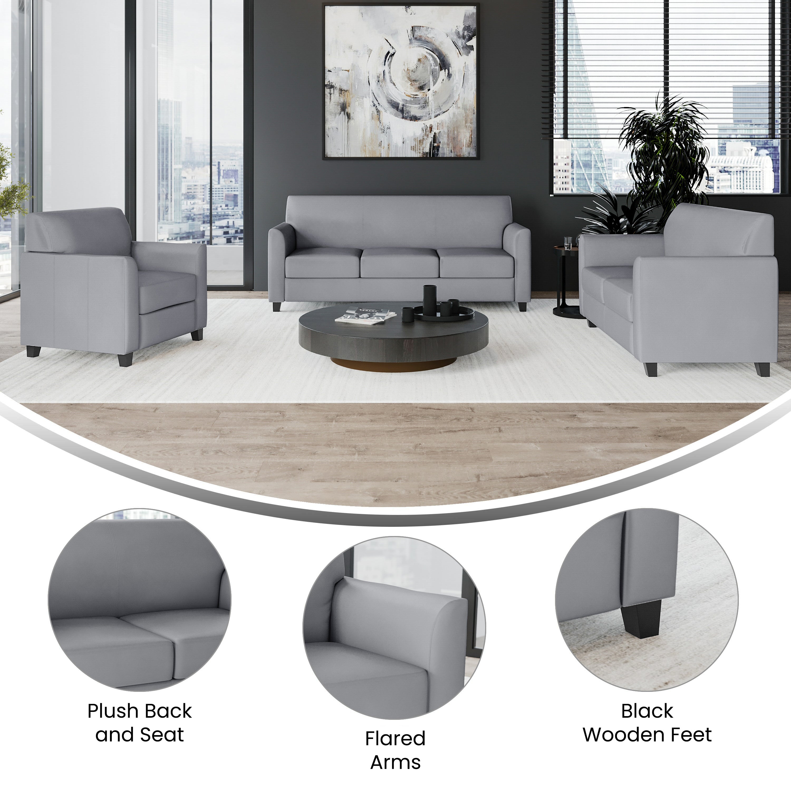HERCULES Diplomat Series Reception Set in Gray LeatherSoft