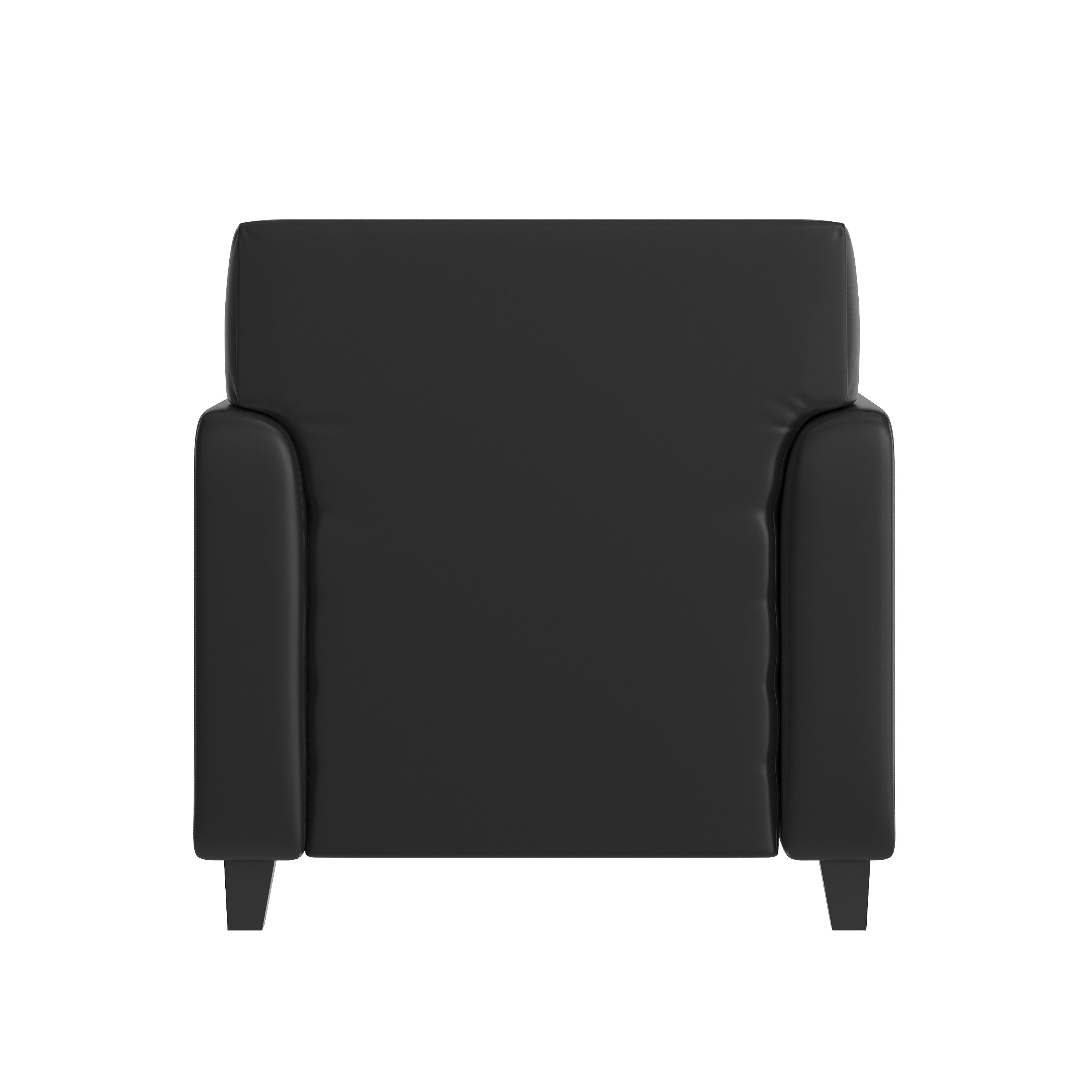 Agent Black LeatherSoft Reception Chair with Right Side Charging Bank, Includes 2 Outlets, 2USB Ports, 1 USB-C Port, Solid Wood Legs