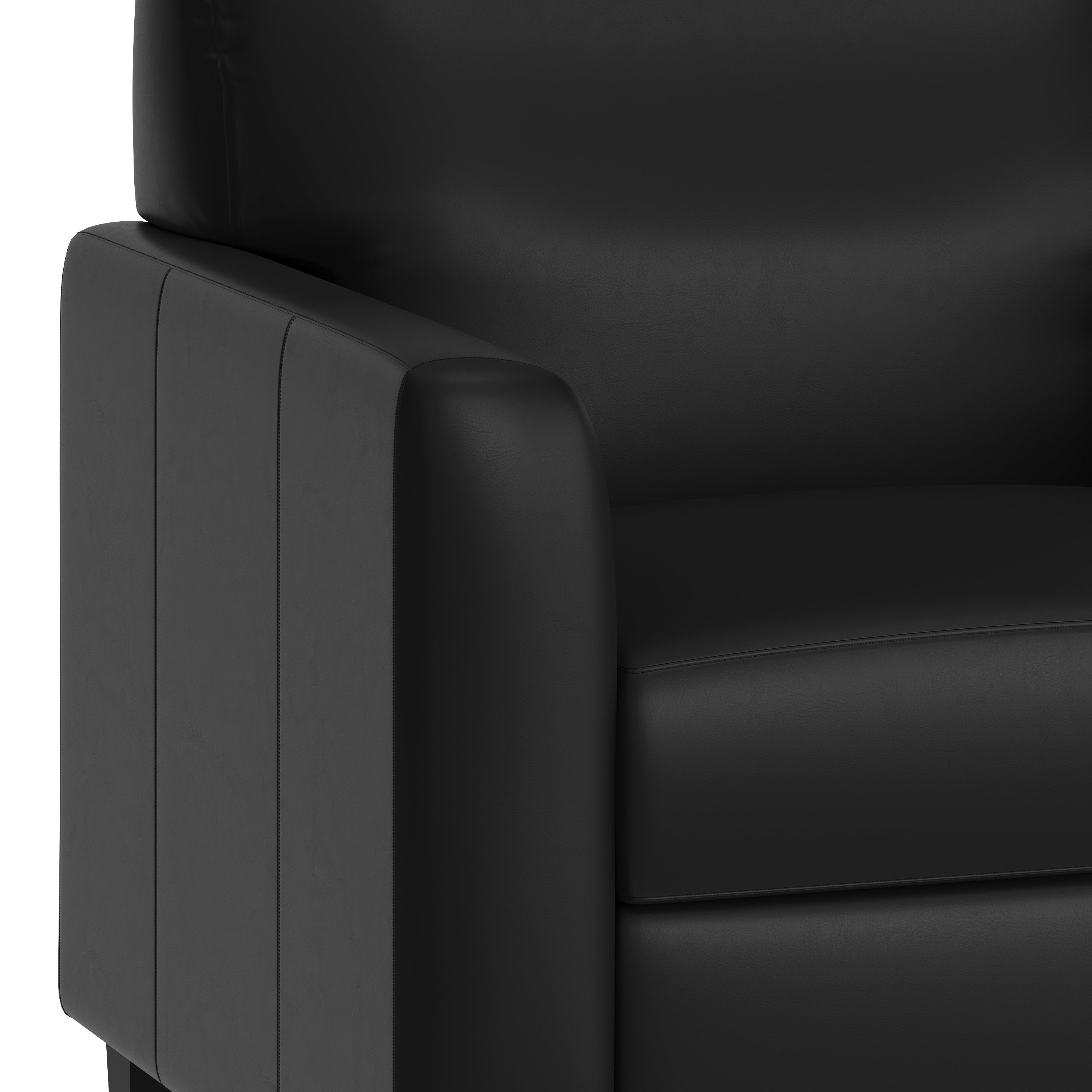 Agent Black LeatherSoft Reception Chair with Right Side Charging Bank, Includes 2 Outlets, 2USB Ports, 1 USB-C Port, Solid Wood Legs
