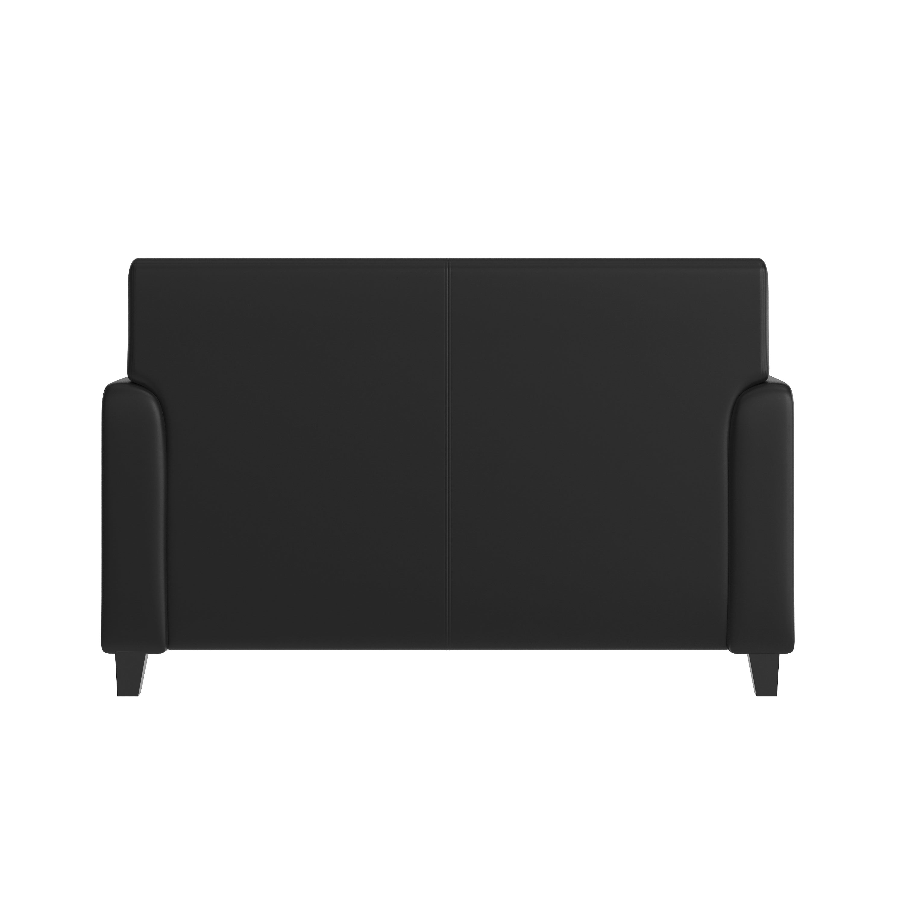 Agent Black LeatherSoft Reception Loveseat with Right Side Charging Bank, Includes 2 Outlets, 2USB Ports, 1 USB-C Port, Solid Wood Legs