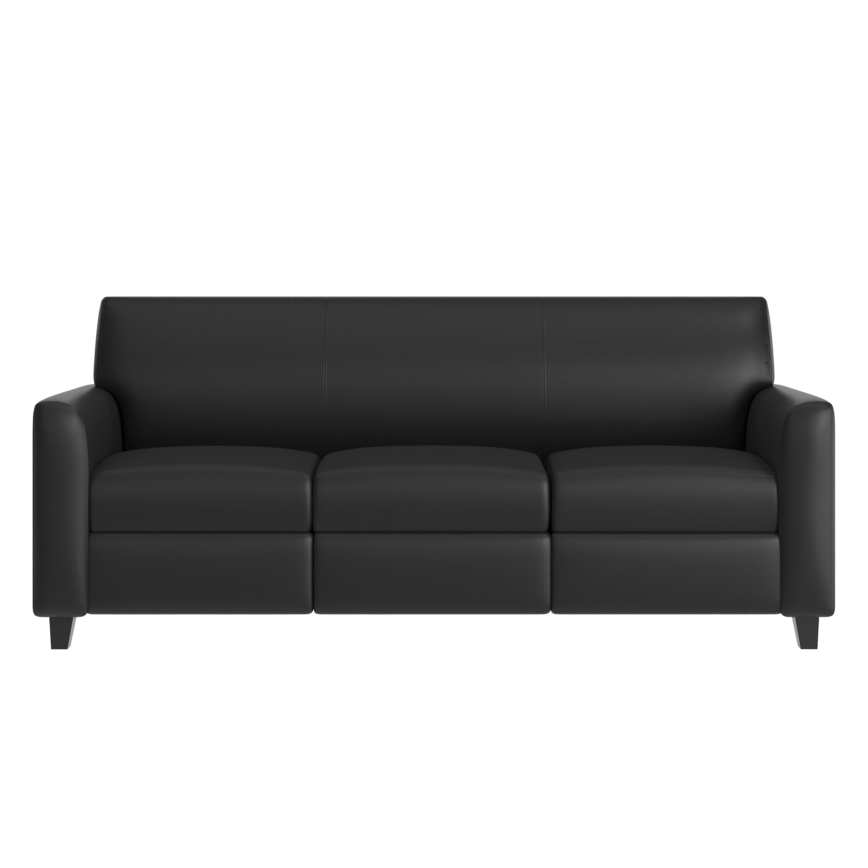 Agent Black LeatherSoft Reception Sofa with Left and Right Side Charging Banks, Includes 2 Outlets, 2USB Ports, 1 USB-C Port, Solid Wood Legs