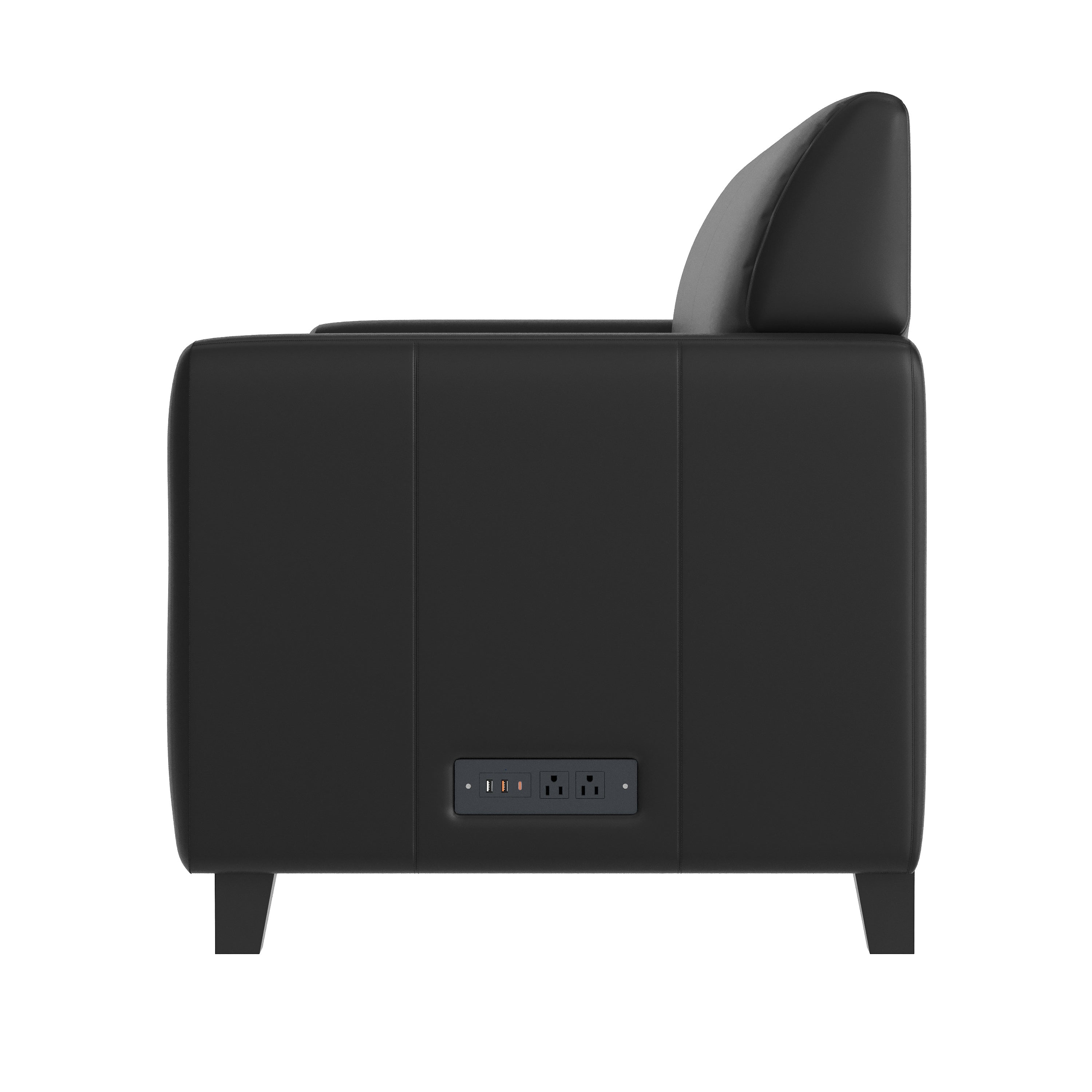 Agent 3 Piece Reception Set with Charging Banks and Solid Wood Legs in Black LeatherSoft