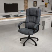 Rochelle High Back Gray Fabric Executive Swivel Office Chair with Arms
