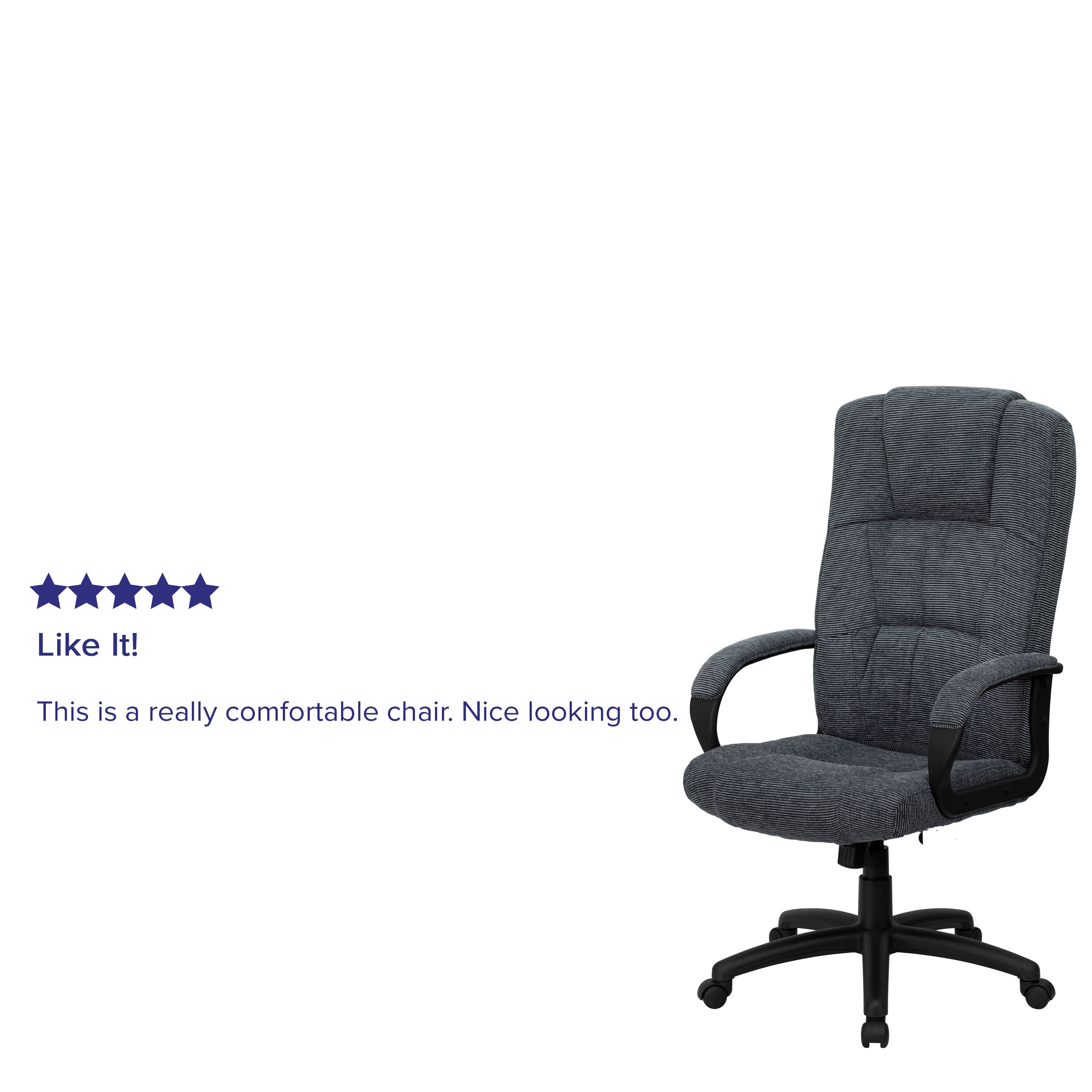 Rochelle High Back Gray Fabric Executive Swivel Office Chair with Arms