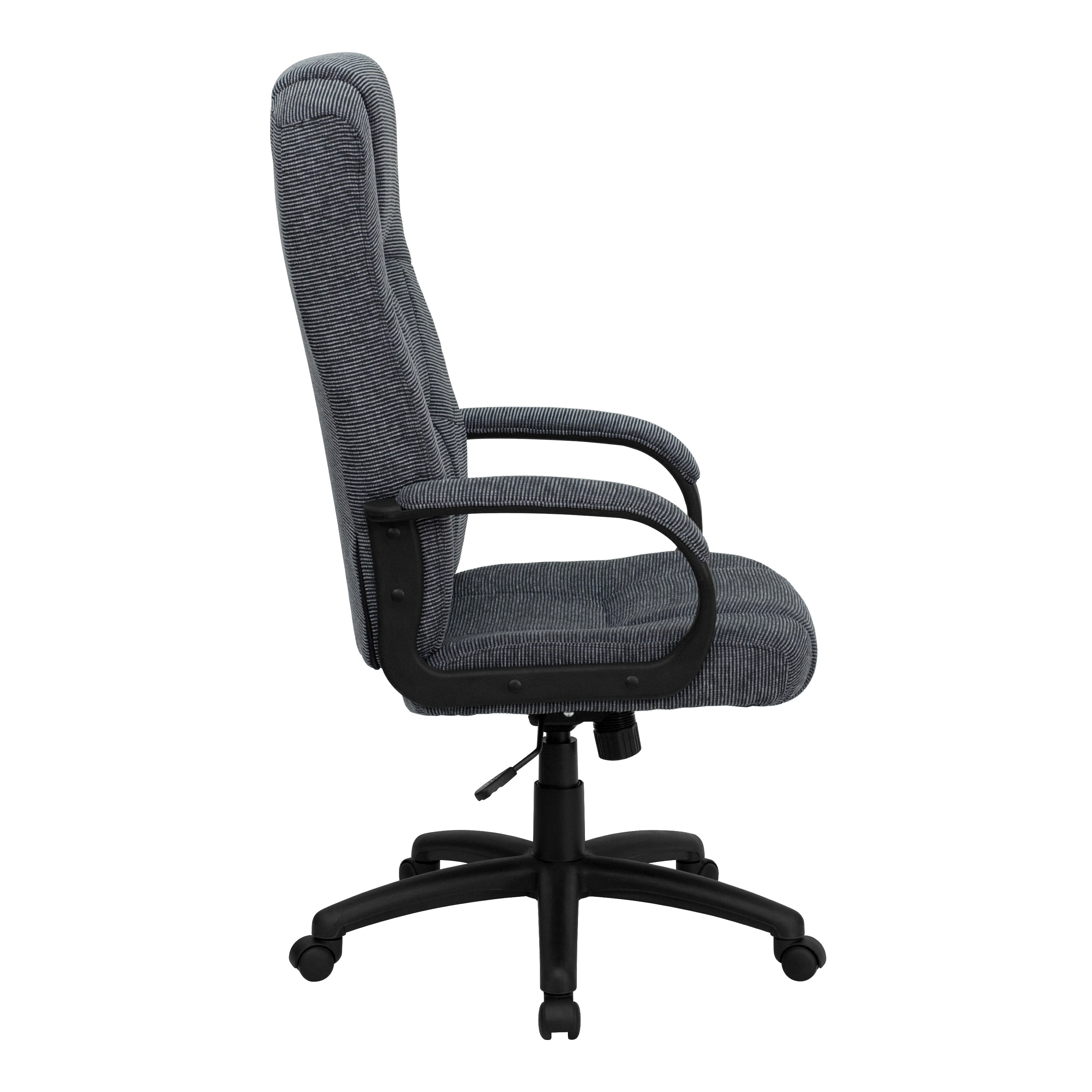 Rochelle High Back Gray Fabric Executive Swivel Office Chair with Arms