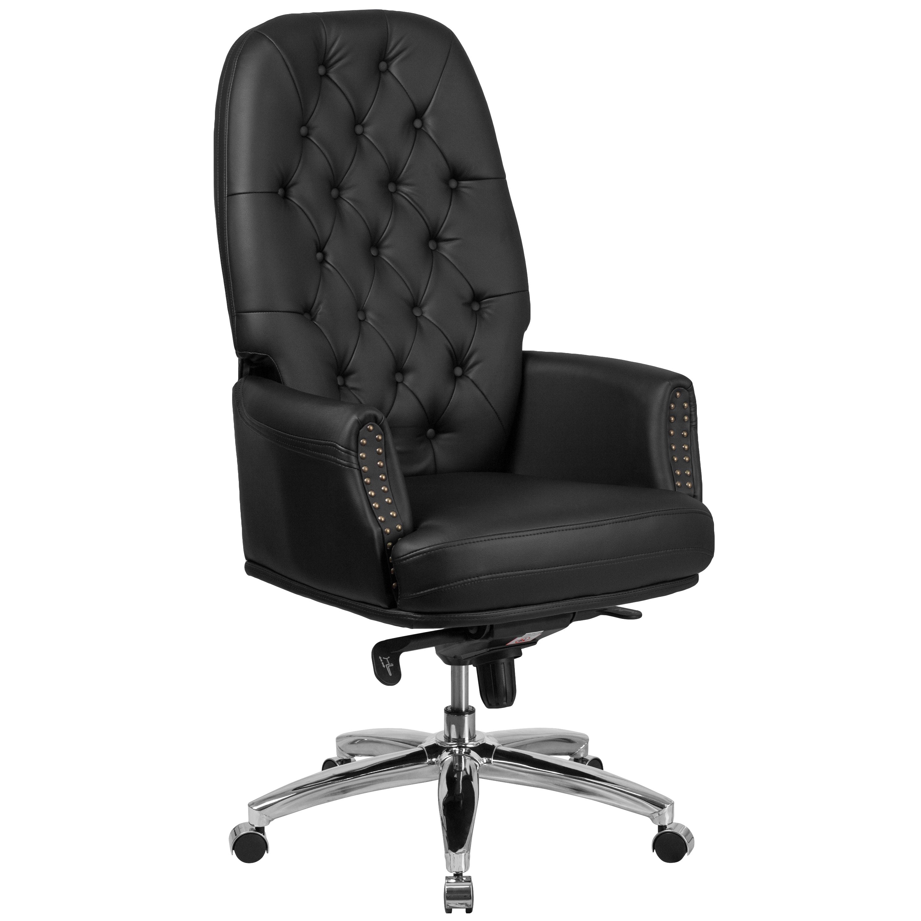Hansel High Back Traditional Tufted Black LeatherSoft Multifunction Executive Swivel Ergonomic Office Chair with Arms