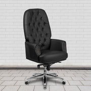 Hansel High Back Traditional Tufted Black LeatherSoft Multifunction Executive Swivel Ergonomic Office Chair with Arms
