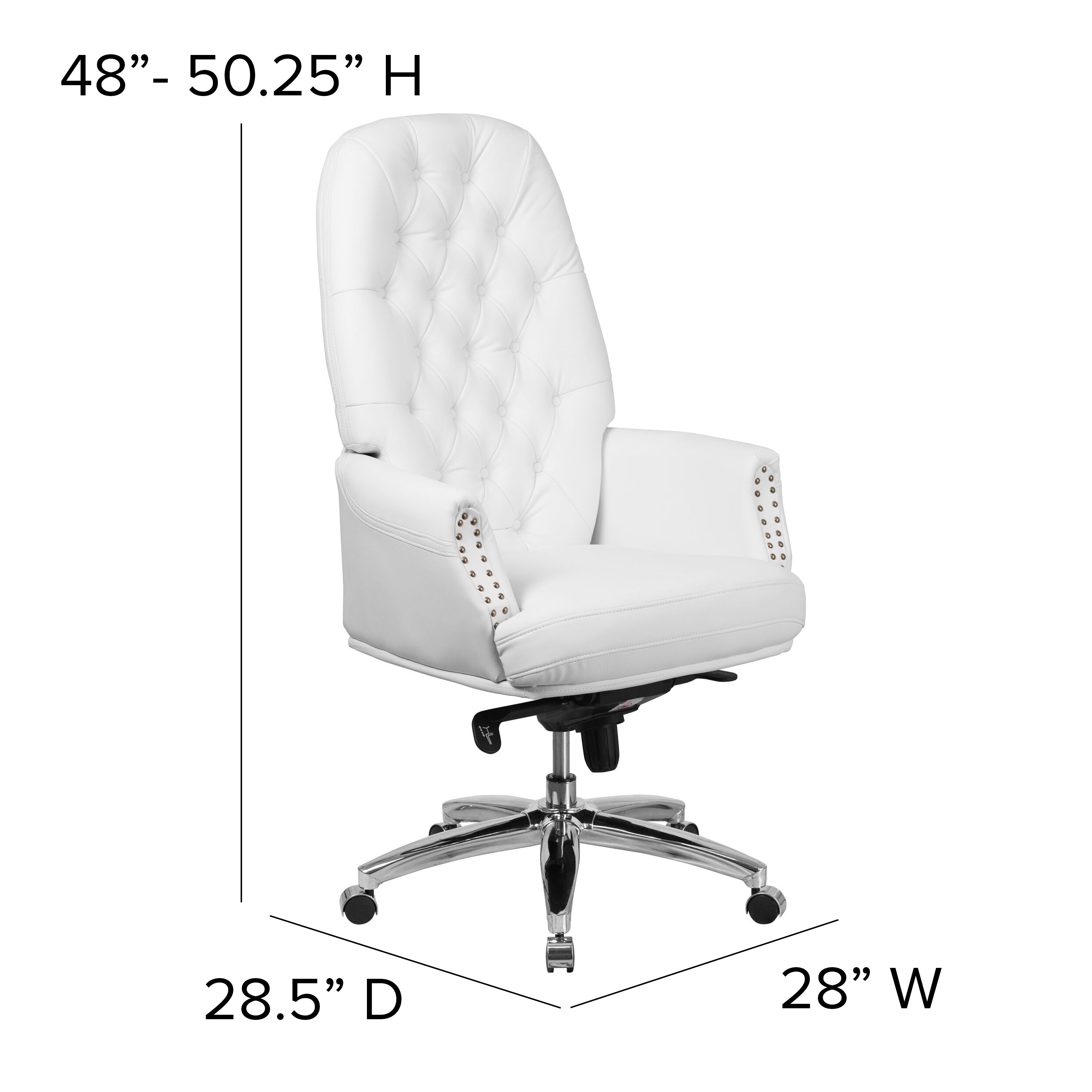 Hansel High Back Traditional Tufted White LeatherSoft Multifunction Executive Swivel Ergonomic Office Chair with Arms