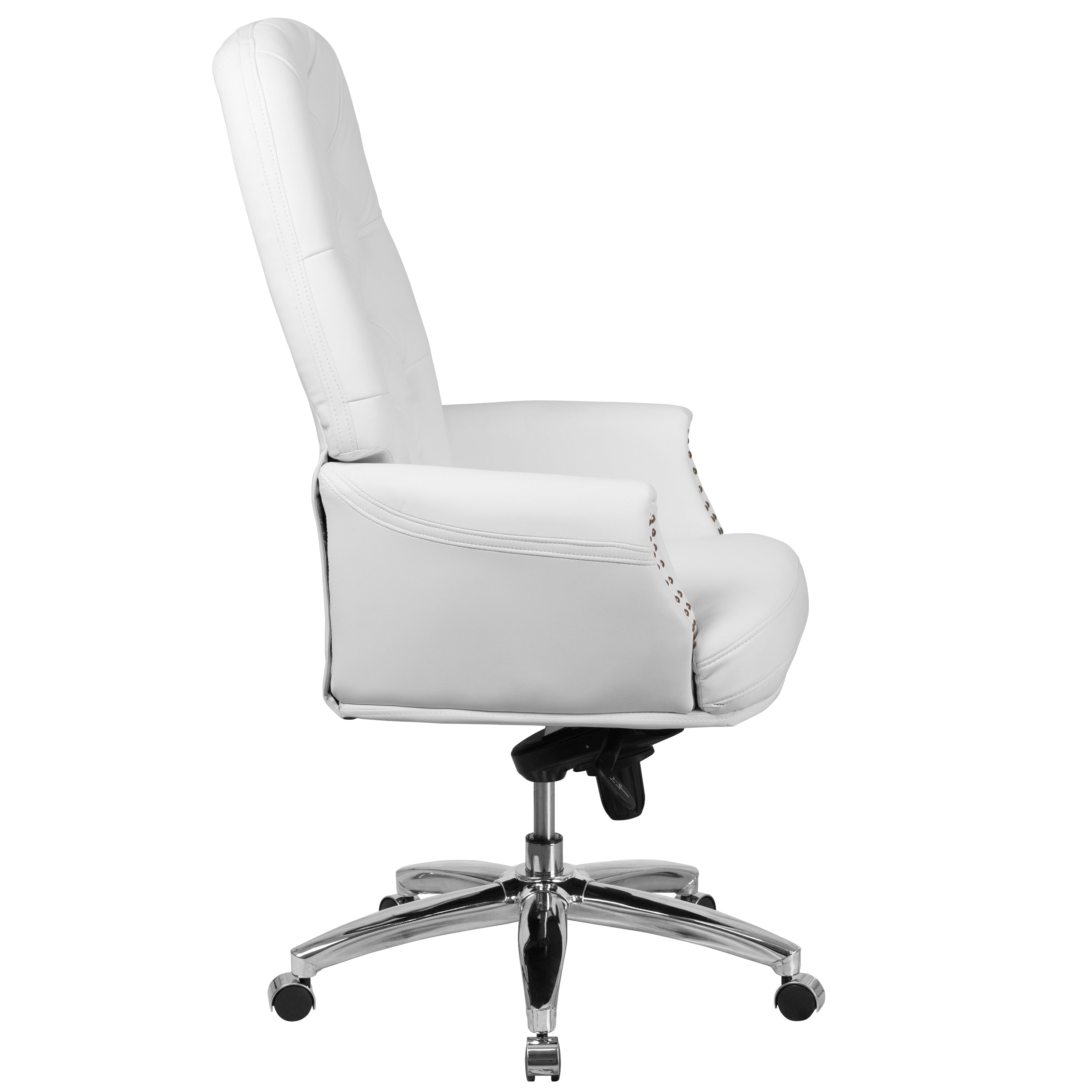 Hansel High Back Traditional Tufted White LeatherSoft Multifunction Executive Swivel Ergonomic Office Chair with Arms