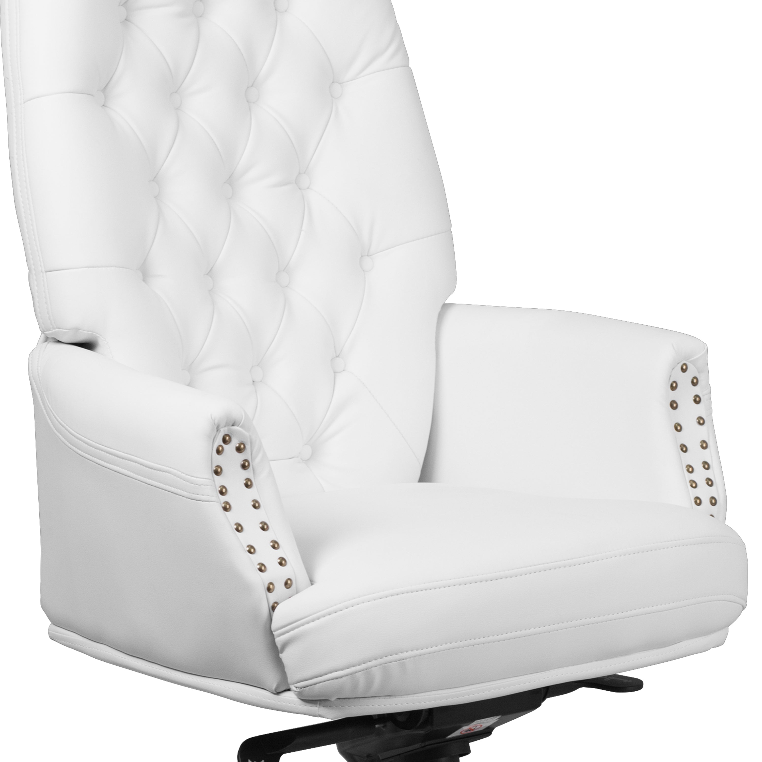 Hansel High Back Traditional Tufted White LeatherSoft Multifunction Executive Swivel Ergonomic Office Chair with Arms