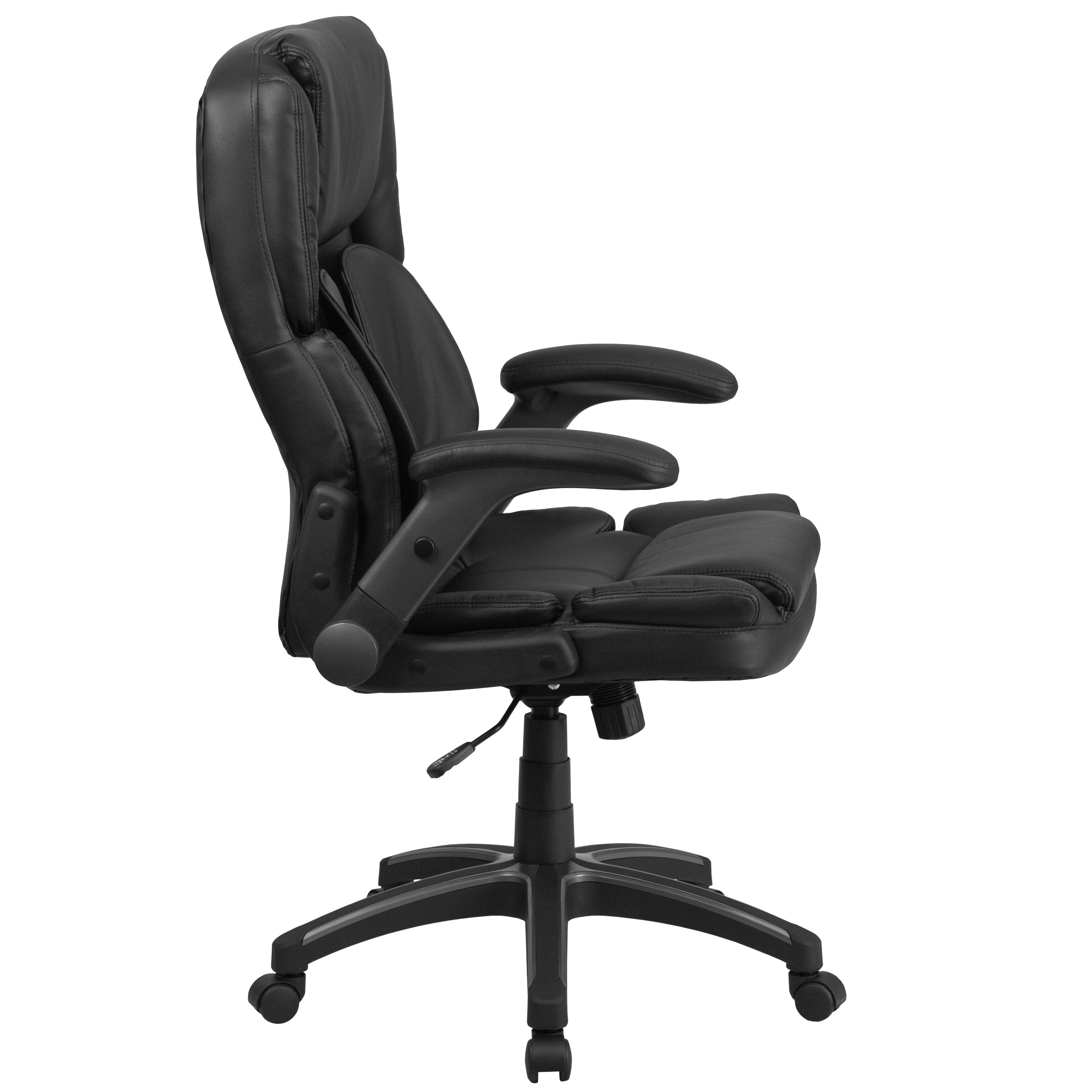 Hansel Extreme Comfort High Back Black LeatherSoft Executive Swivel Ergonomic Office Chair with Flip-Up Arms