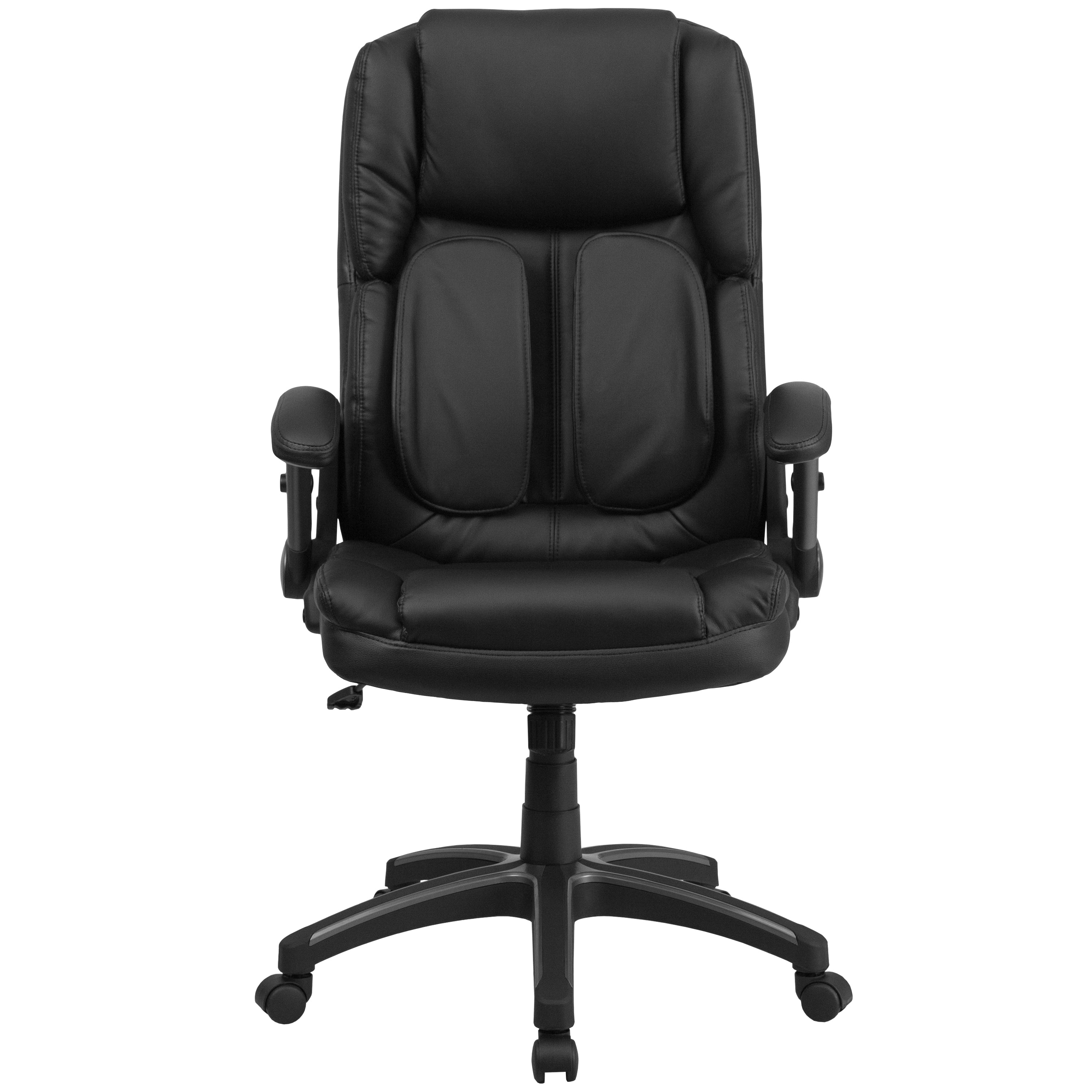 Hansel Extreme Comfort High Back Black LeatherSoft Executive Swivel Ergonomic Office Chair with Flip-Up Arms