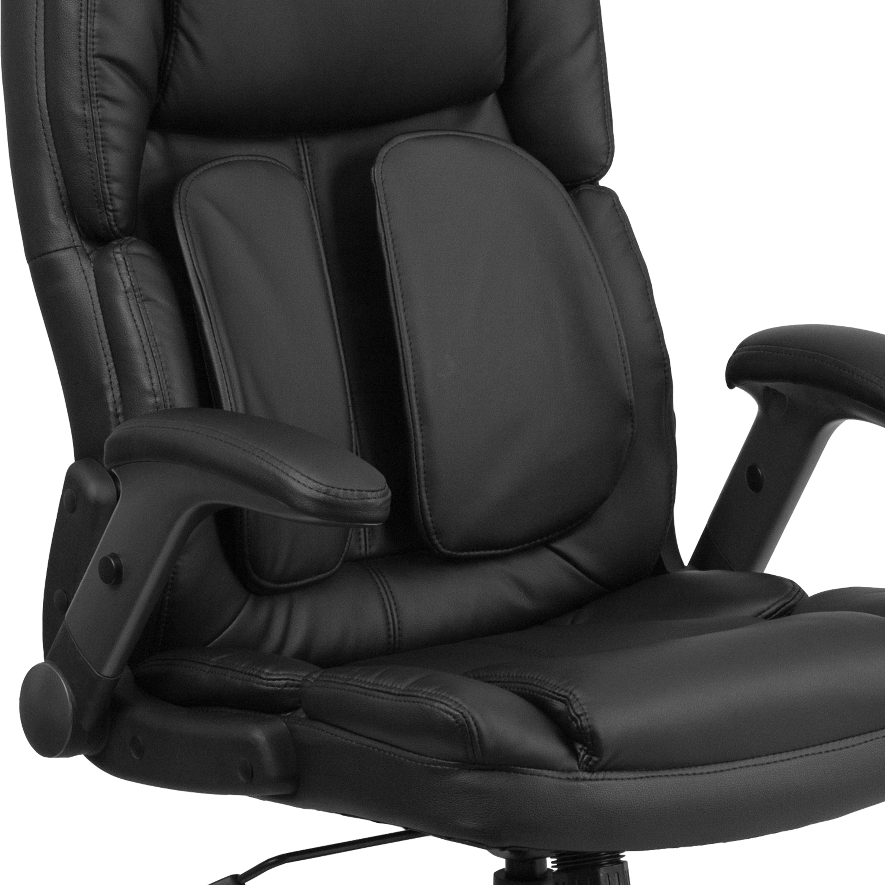 Hansel Extreme Comfort High Back Black LeatherSoft Executive Swivel Ergonomic Office Chair with Flip-Up Arms