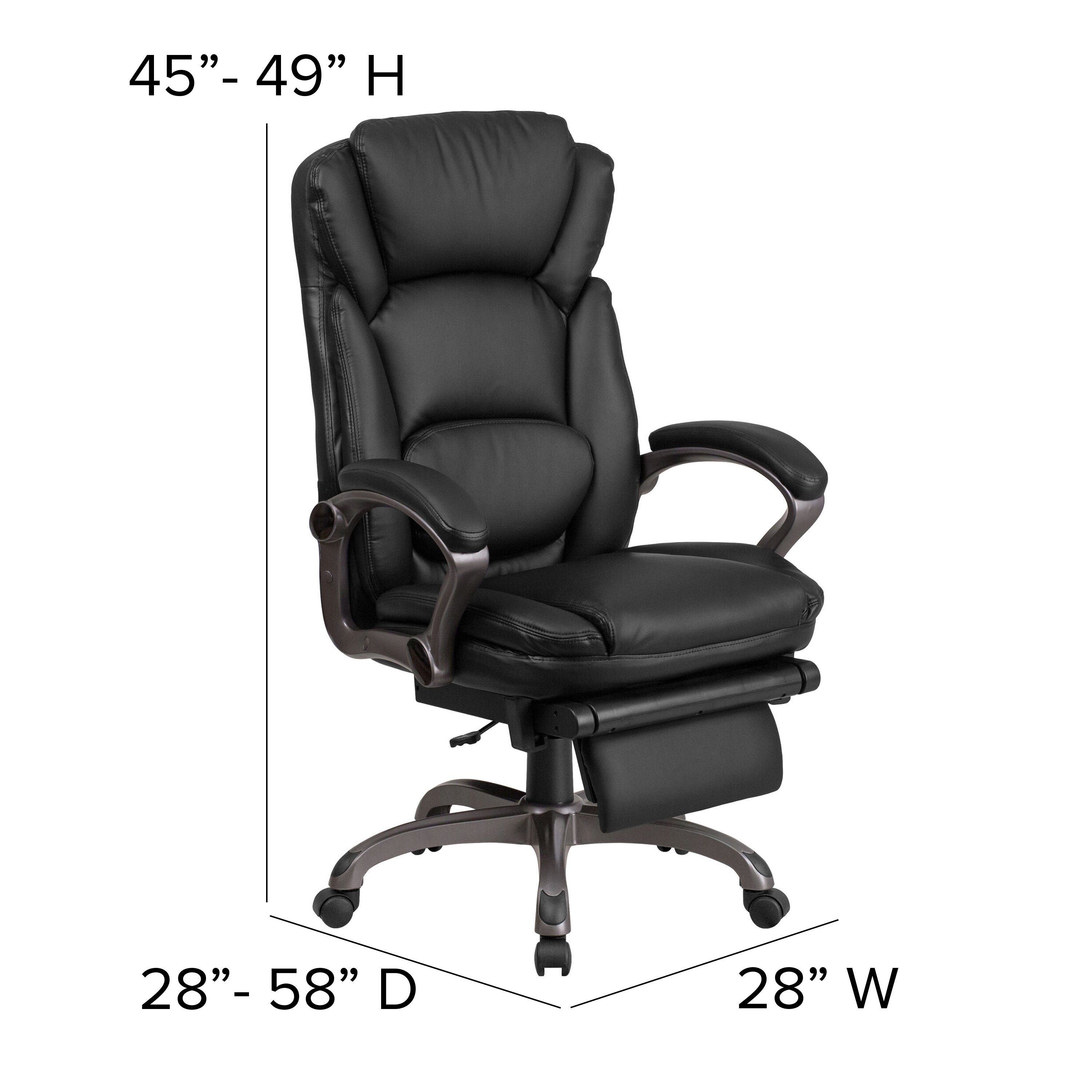 Martin High Back Black LeatherSoft Executive Reclining Ergonomic Swivel Office Chair with Outer Lumbar Cushion and Arms