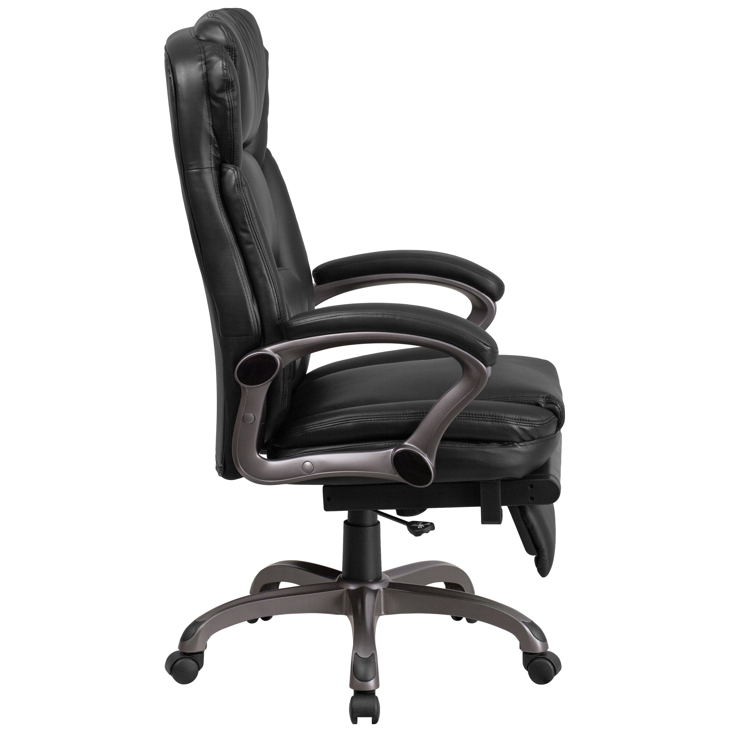 Martin High Back Black LeatherSoft Executive Reclining Ergonomic Swivel Office Chair with Outer Lumbar Cushion and Arms